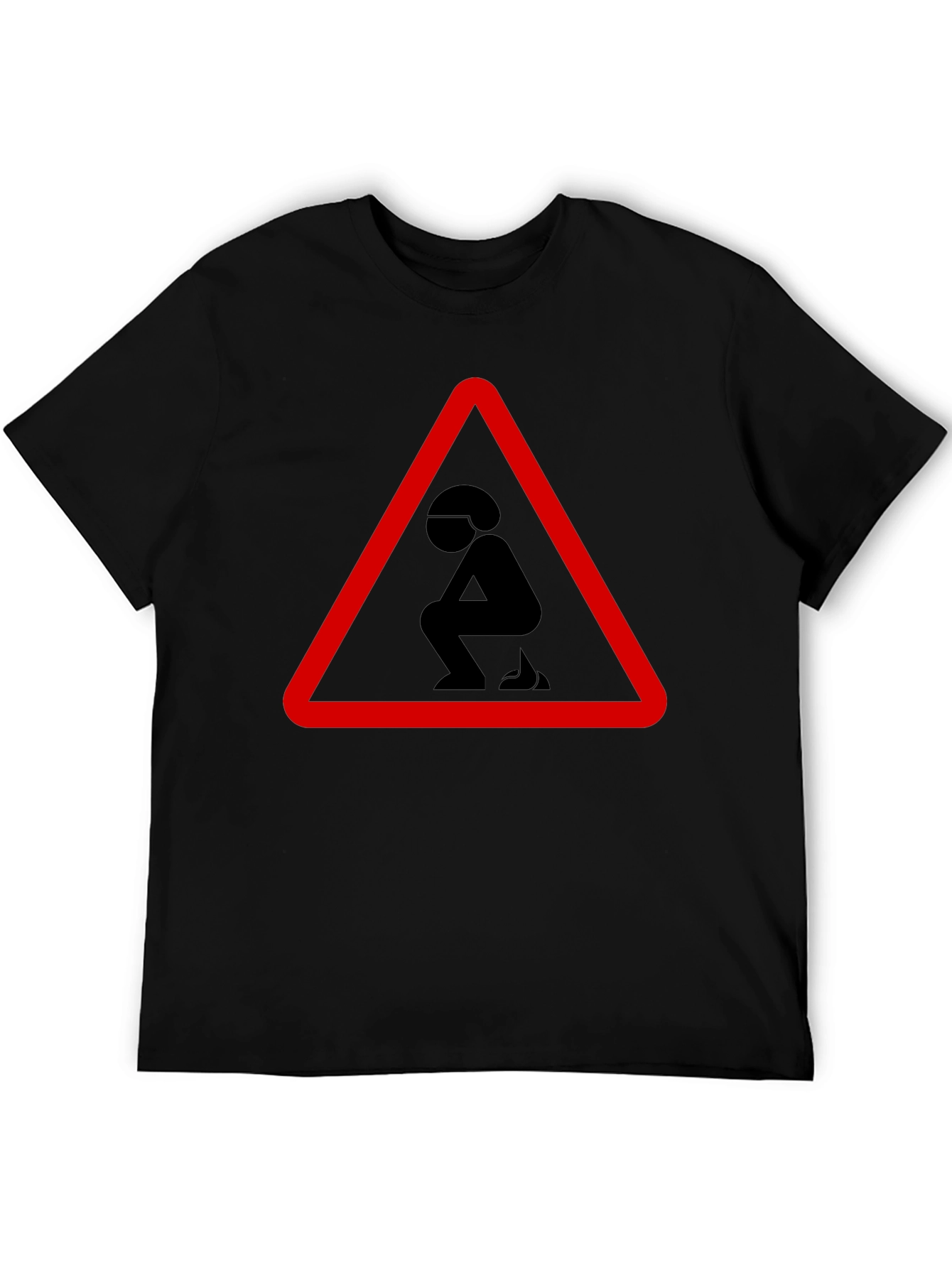 Black Funny Poop Warning Graphic T-Shirt view 5