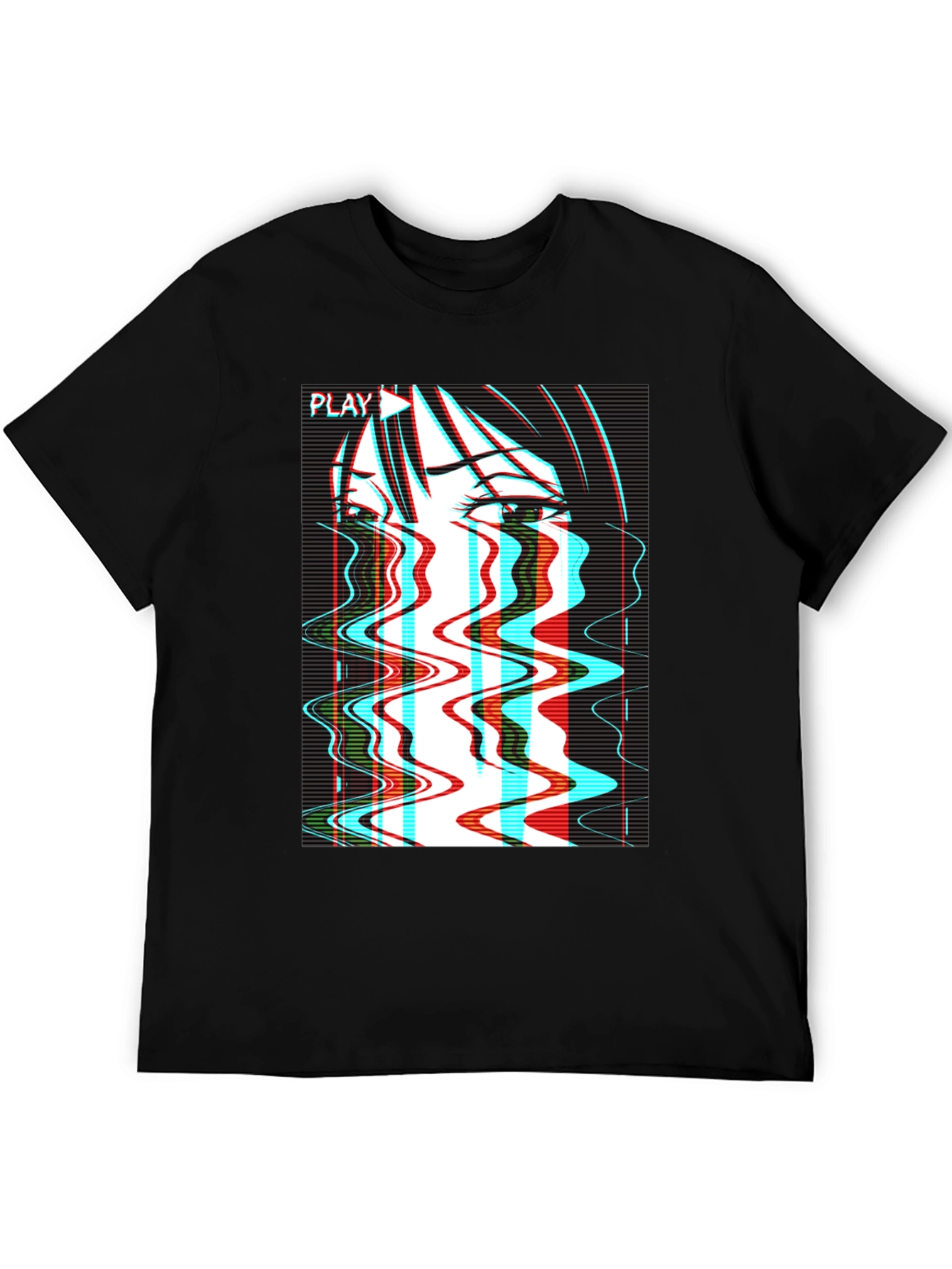 Black Glitch Anime T-Shirt - Vaporwave Aesthetic view 5