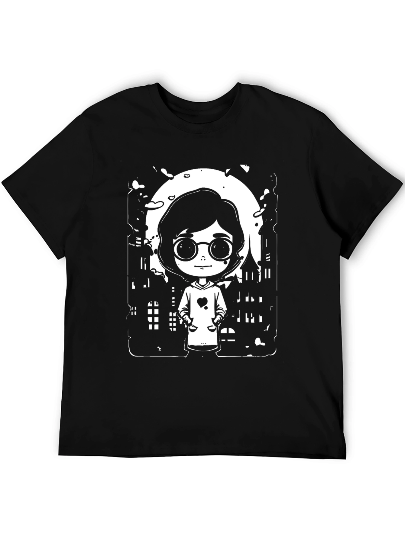 Black Cartoon Girl Halloween T-Shirt - Spooky Season Style view 5