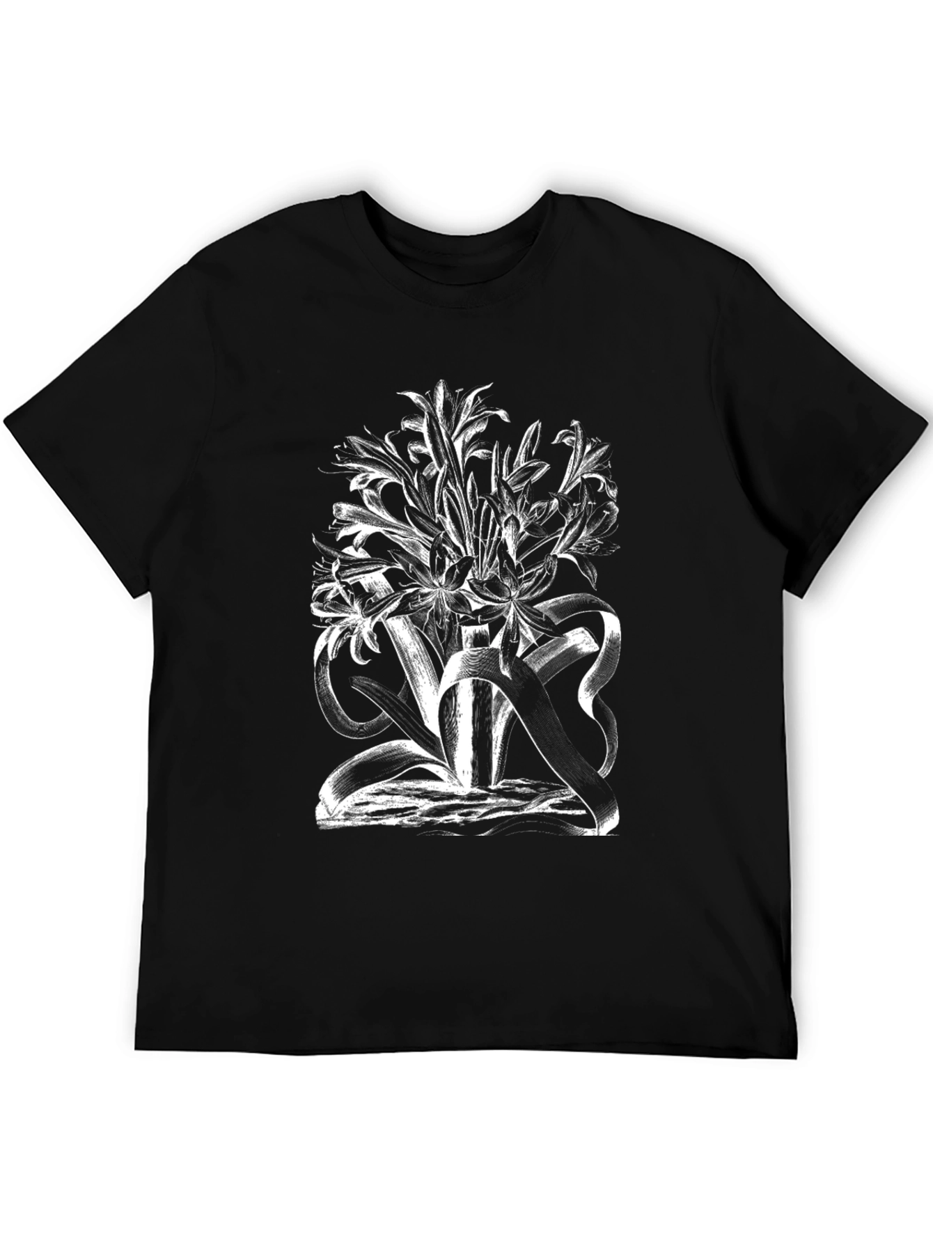 Black Botanical Print T-Shirt view 5