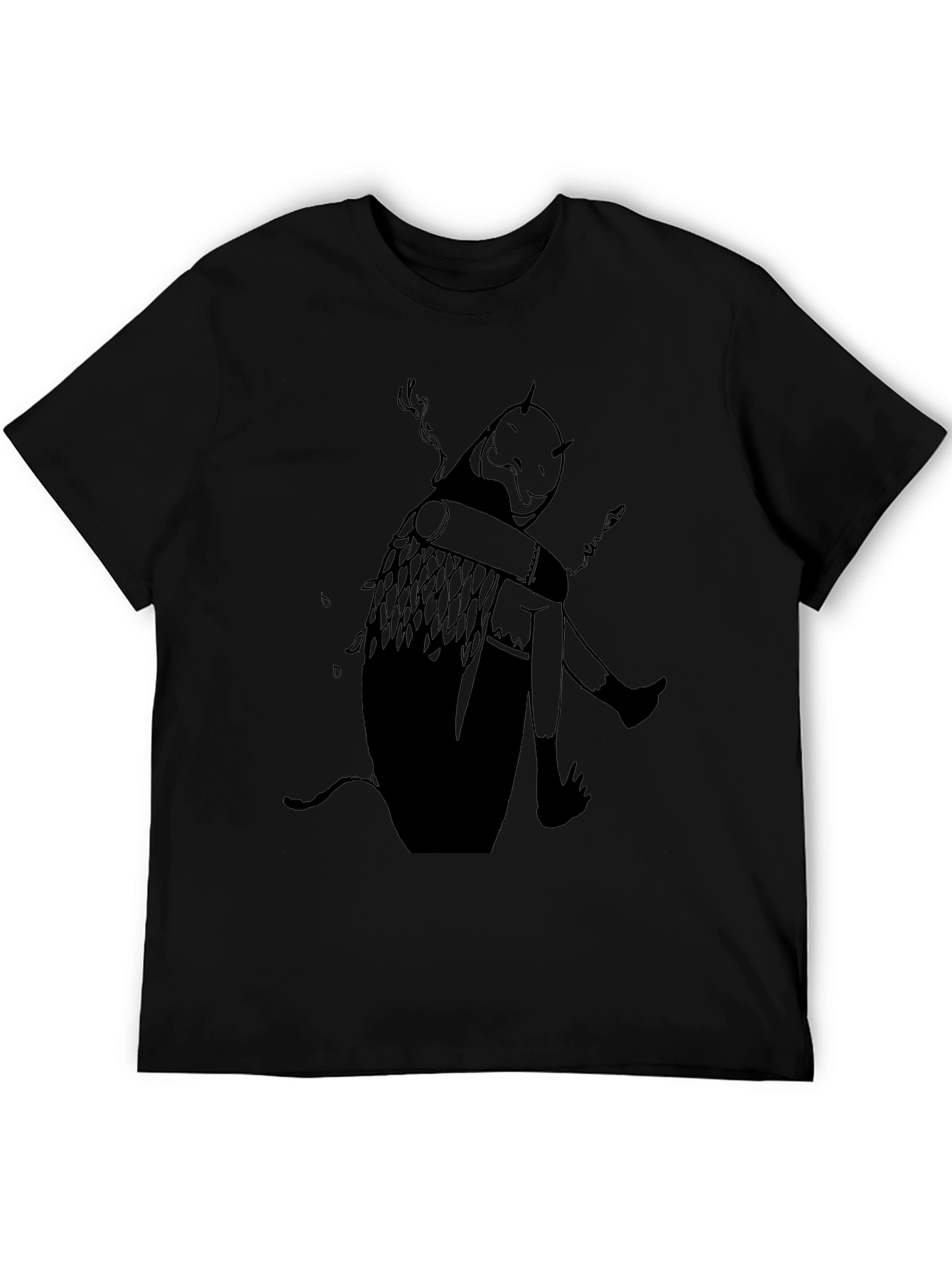 Black Graphic Print T-Shirt - Dark Art Style view 5