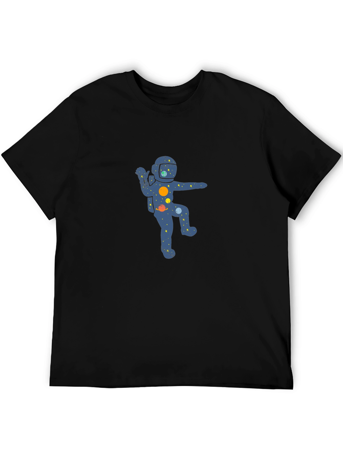 Black Astronaut Space Galaxy Graphic T-Shirt view 5