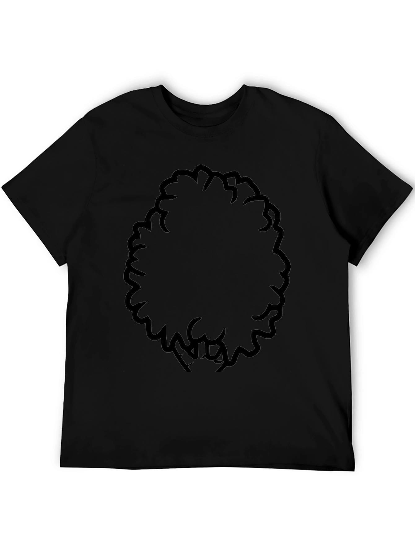 Black Men's Black T-Shirt with Afro Design view 5