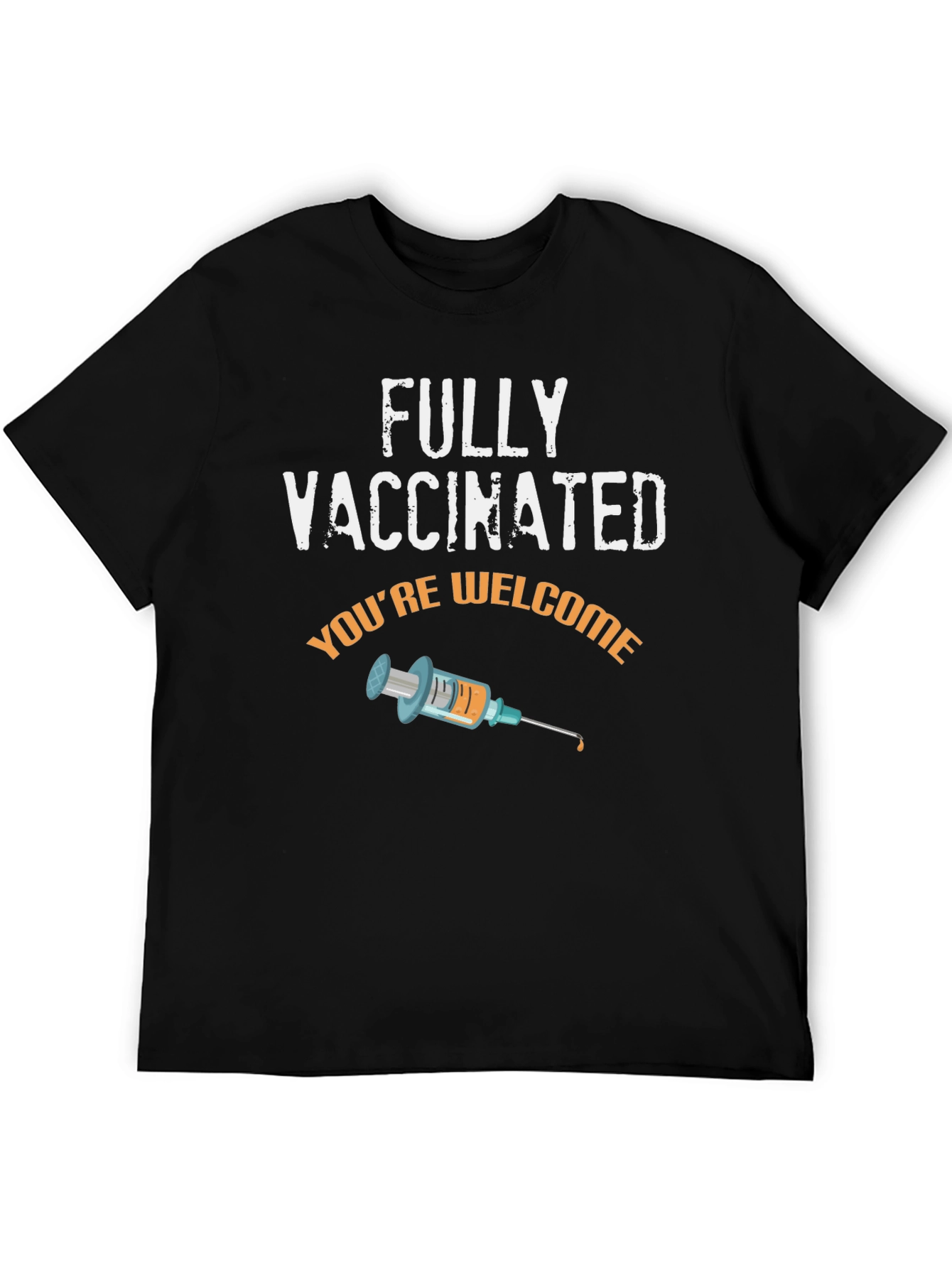 Black Fully Vaccinated Graphic Tee - Novelty Humor T-Shirt view 5