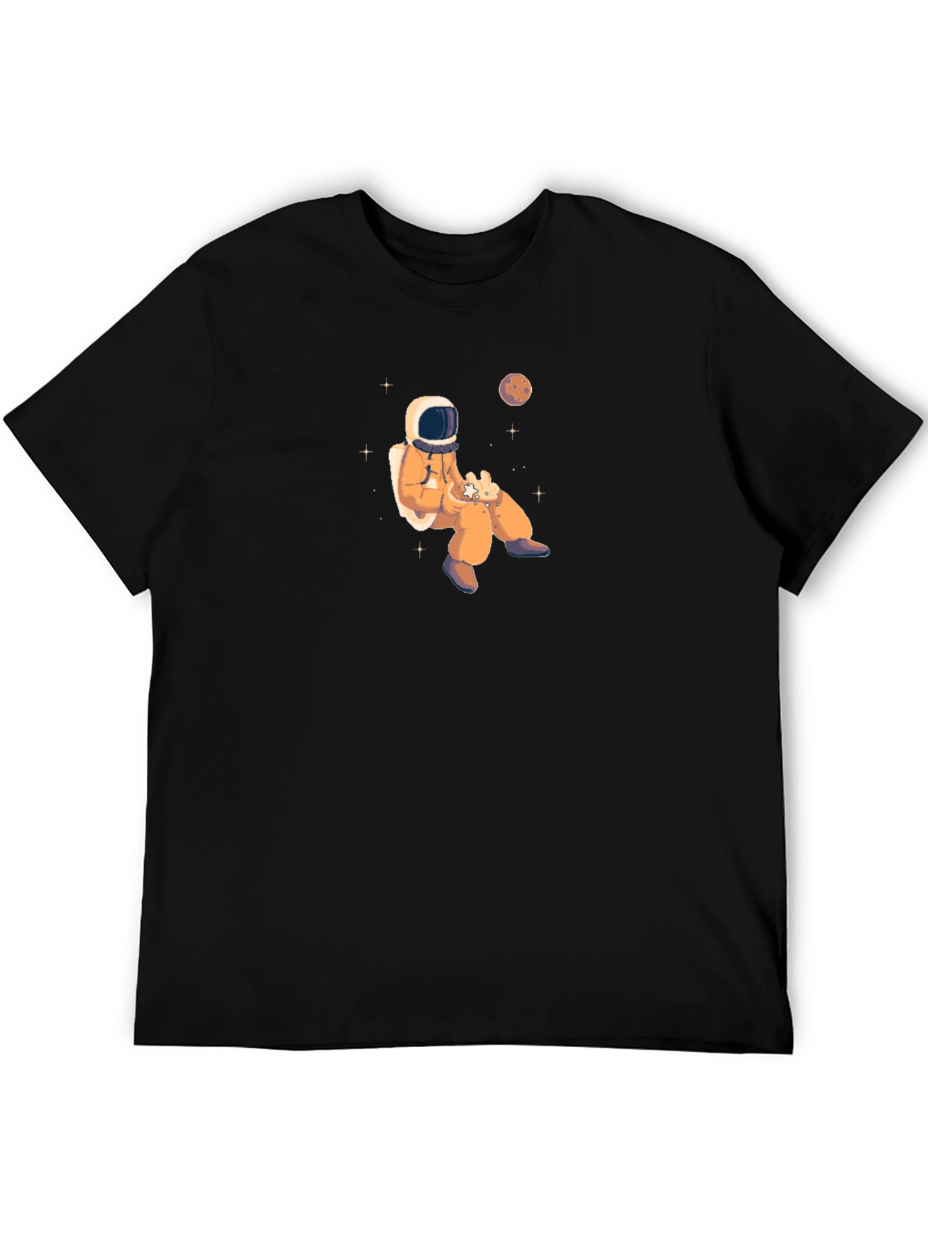 Black Astronaut in Space Black Graphic Tee view 5