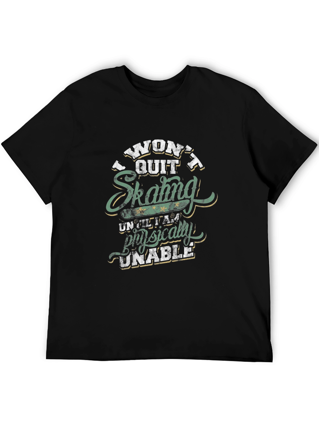 Black Skating Graphic T-Shirt: I Won't Quit view 5