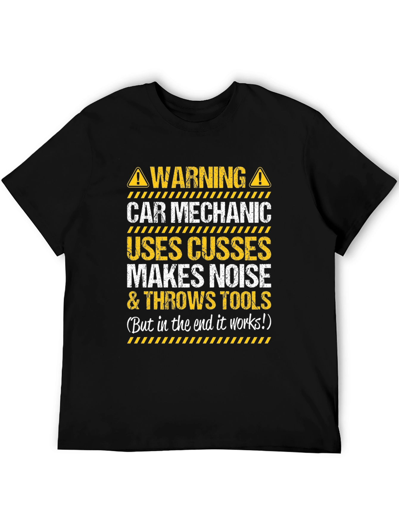 Black Warning Car Mechanic T-Shirt view 5