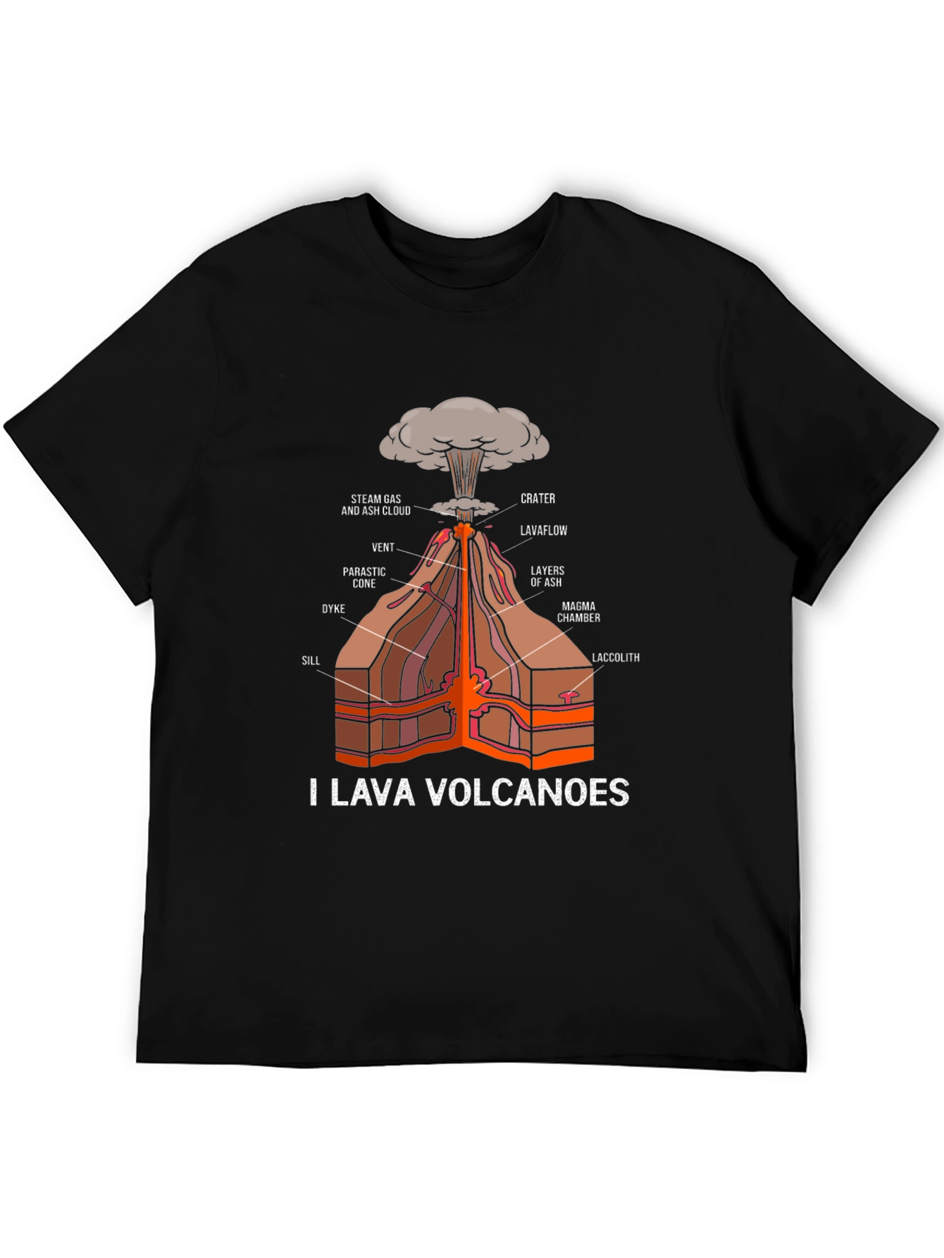 Black I Lava Volcanoes Black Graphic Tee view 5