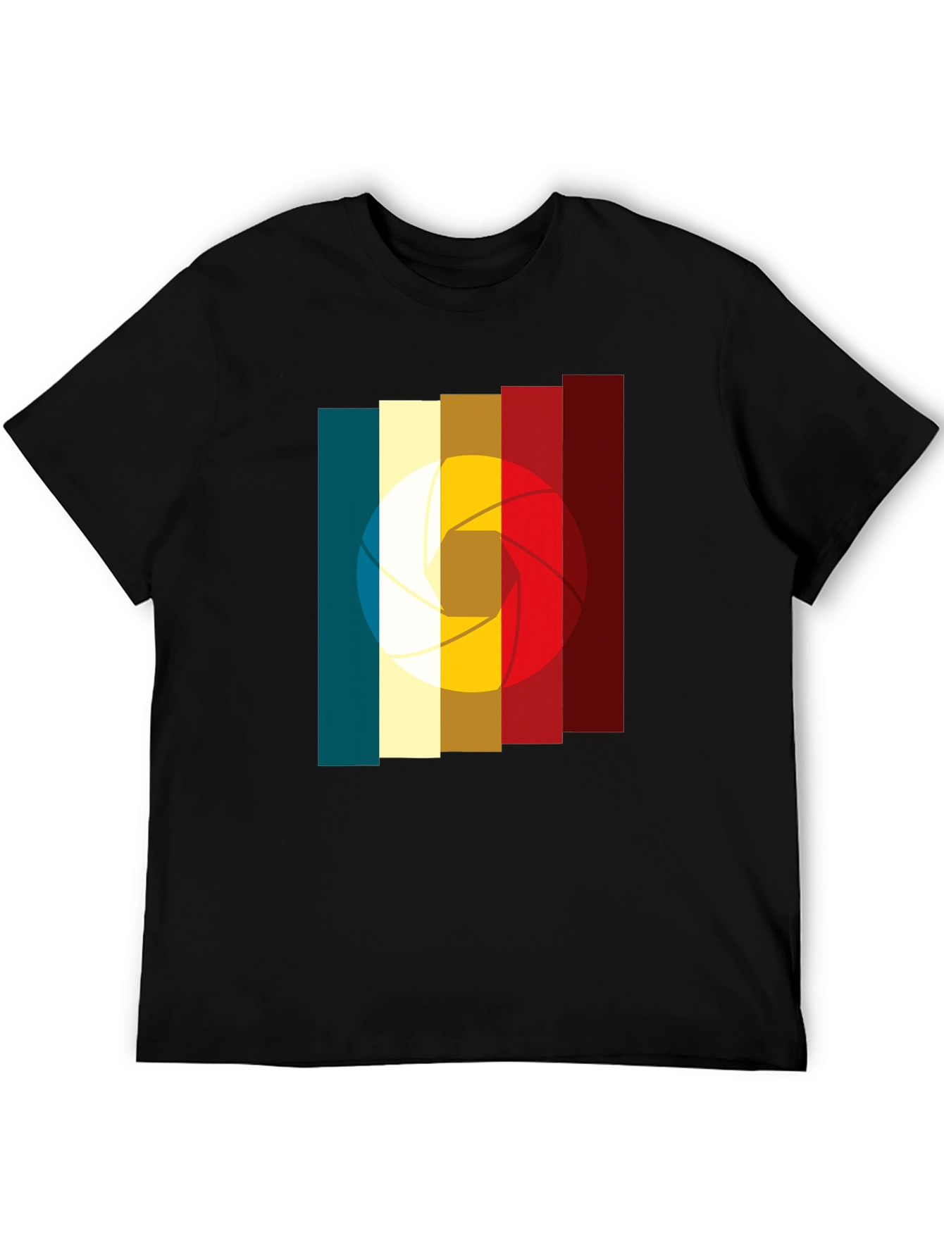 Black Retro Camera Aperture Graphic T-Shirt view 5