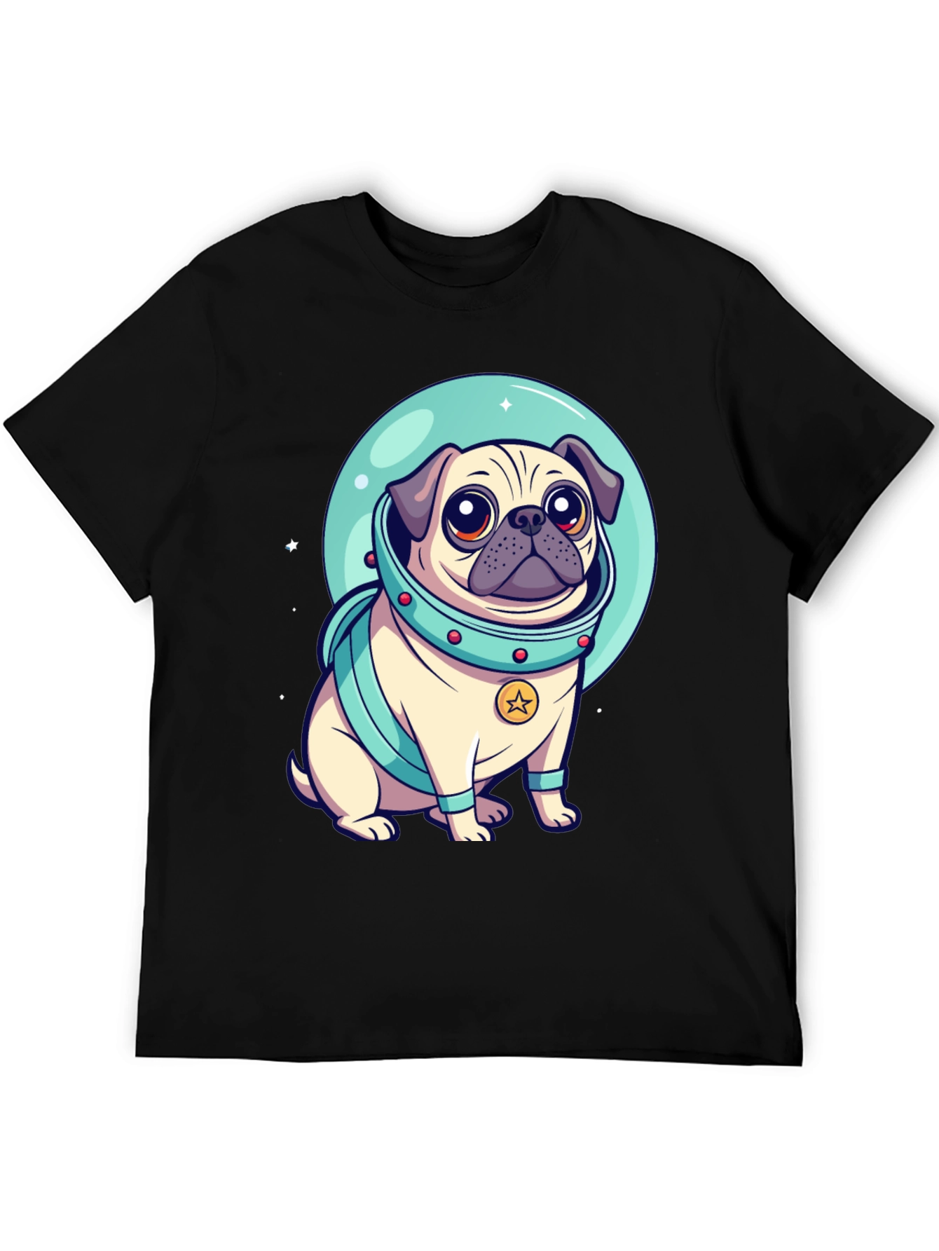 Black Astronaut Pug Graphic Tee - Space Dog Lover view 5