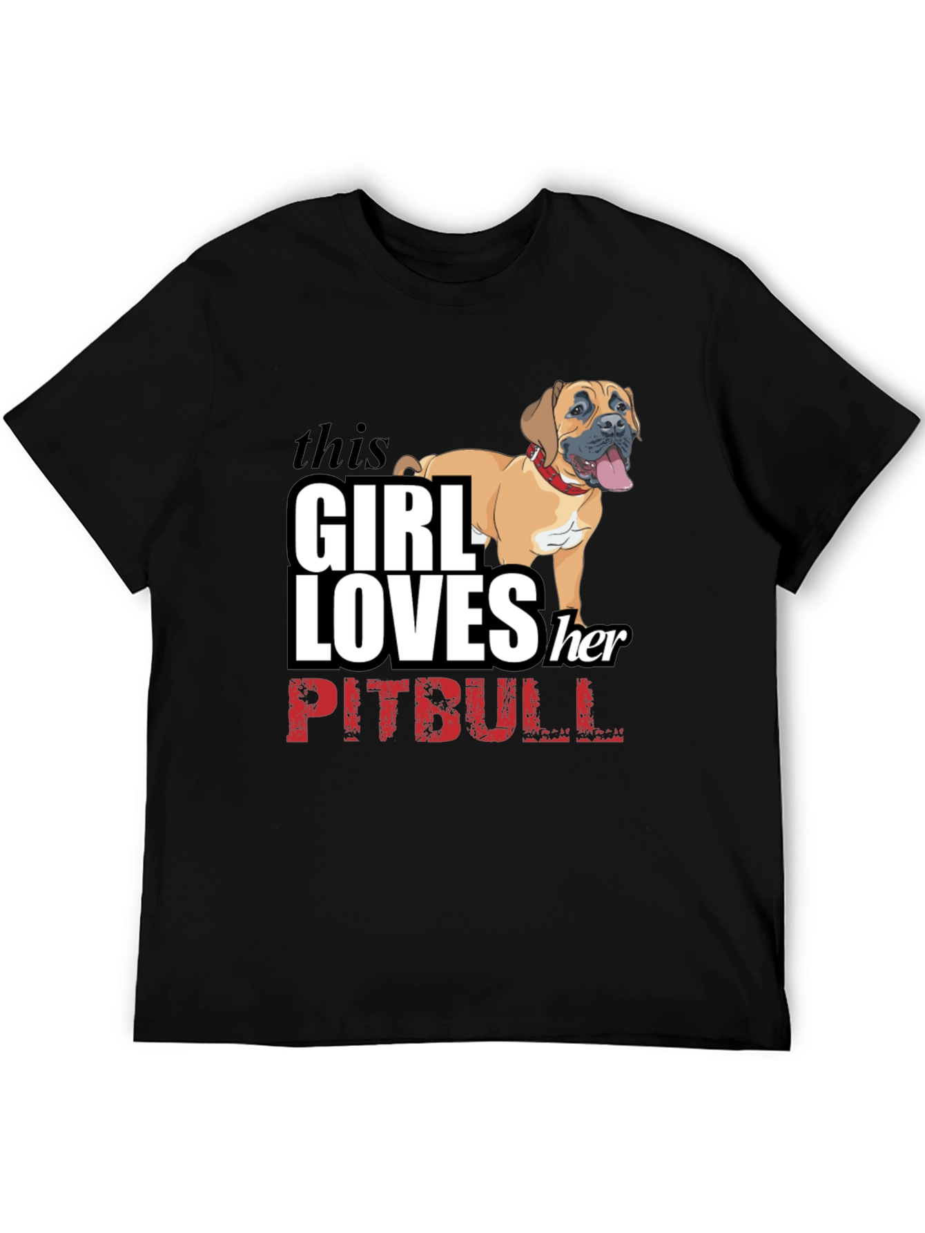 Black Girl Loves Her Pitbull Black T-Shirt view 5