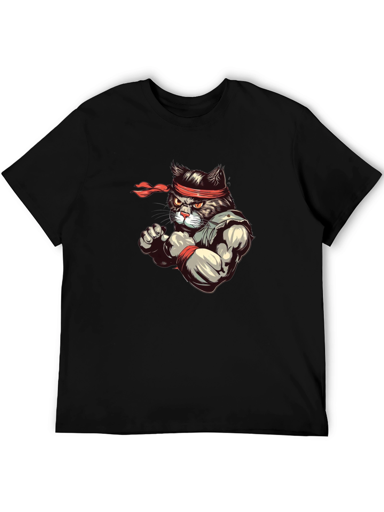 Black Martial Arts Cat T-Shirt - Ninja Cat Tee view 5