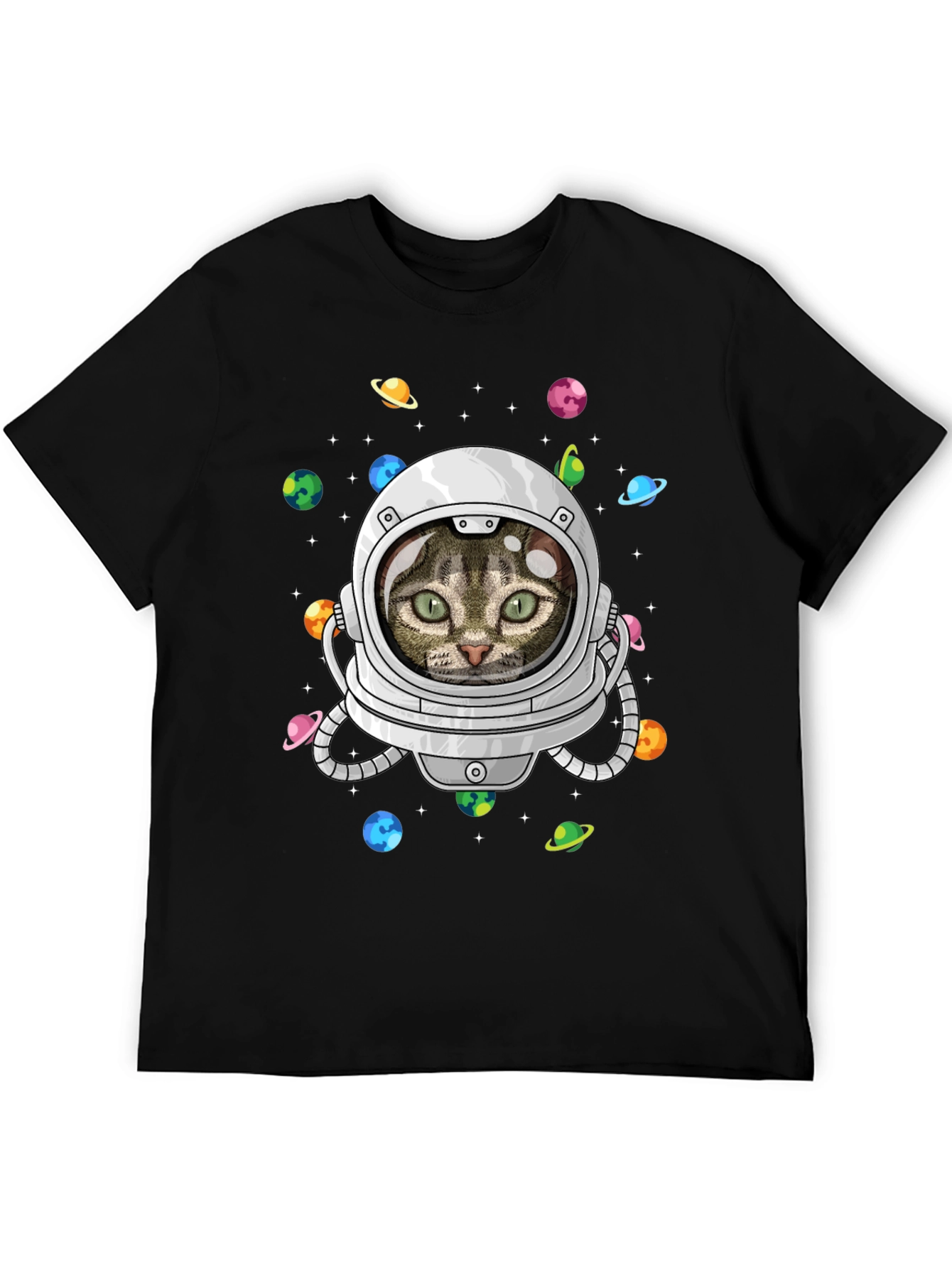 Black Astronaut Cat T-Shirt view 5