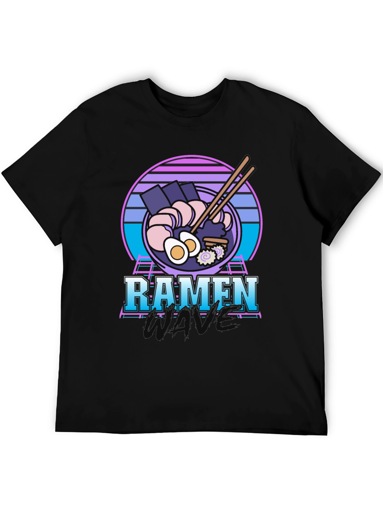 Black Retro Ramen T-Shirt - 80's Vaporwave Style Tee view 5