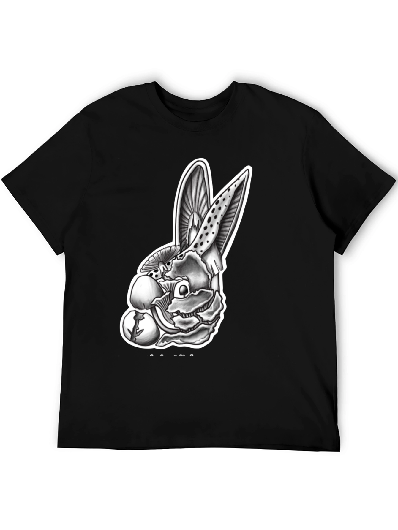 Black Mushroom Rabbit Graphic Tee - Unique Design view 5