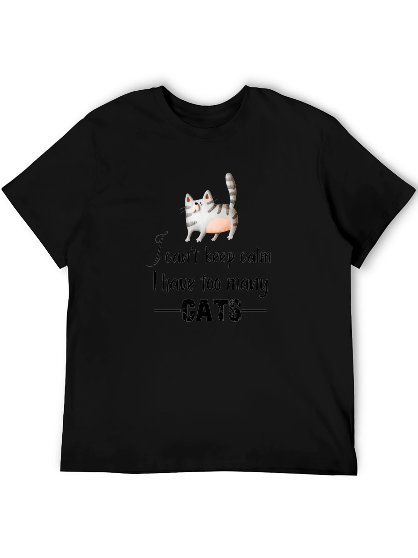 Black I Can't Keep Calm Too Many Cats Black Graphic Tee view 5