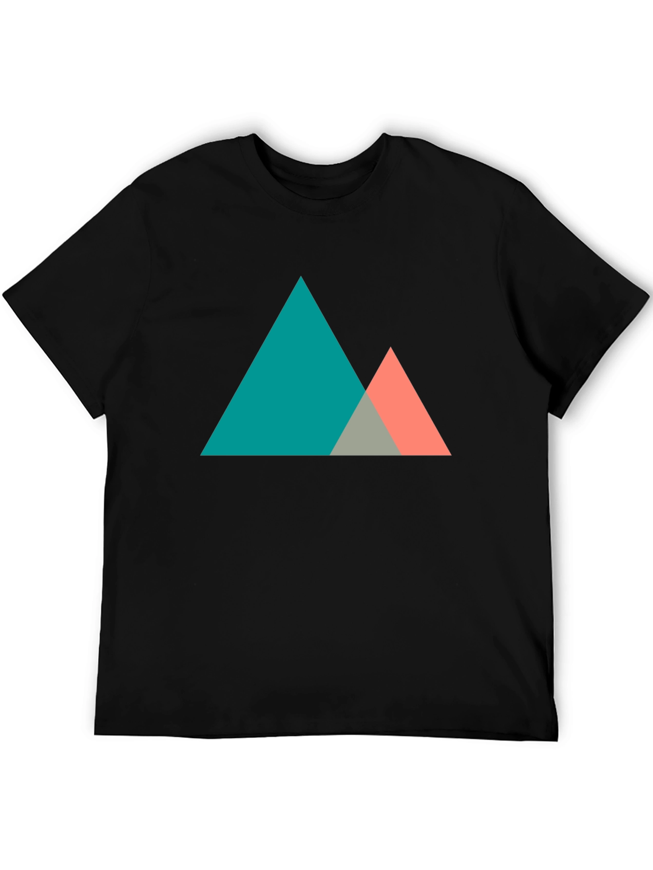Black Geometric Mountain Graphic Tee - Modern Black T-Shirt view 5