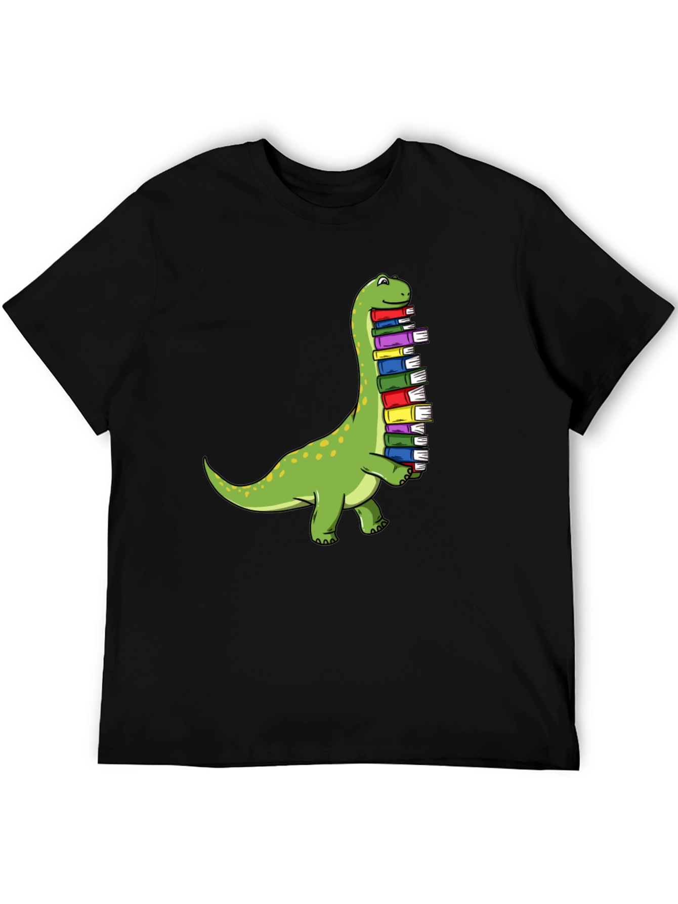 Black Dino Bookworm Tee - Cute Dinosaur Reading T-Shirt view 5