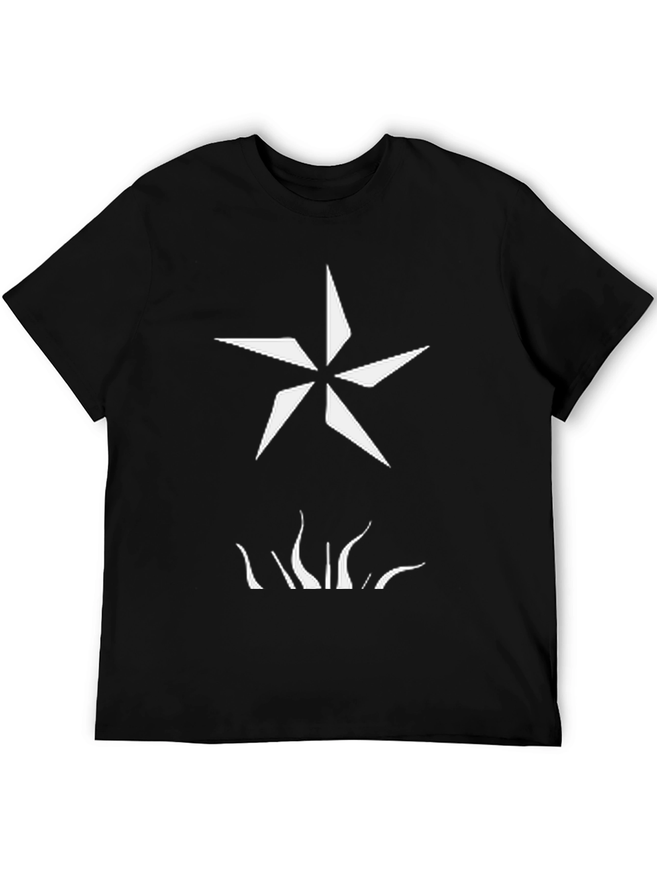 Black Star Flame Graphic Tee - Stylish Black Cotton T-Shirt view 5