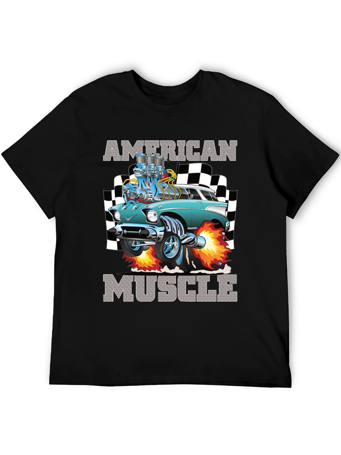 Black American Muscle Car Graphic T-Shirt view 5