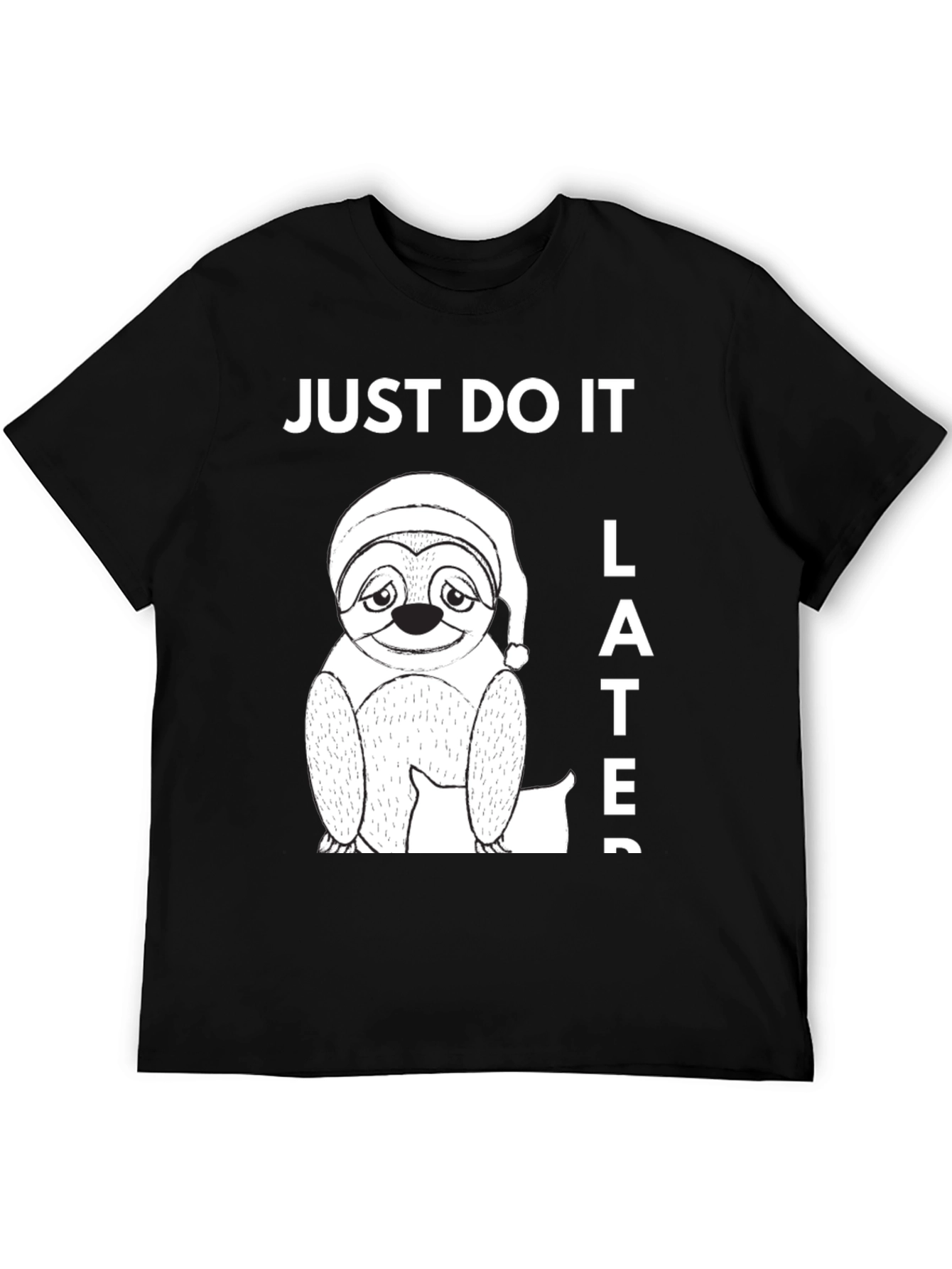 Black Just Do It Later Sloth Graphic Tee view 5