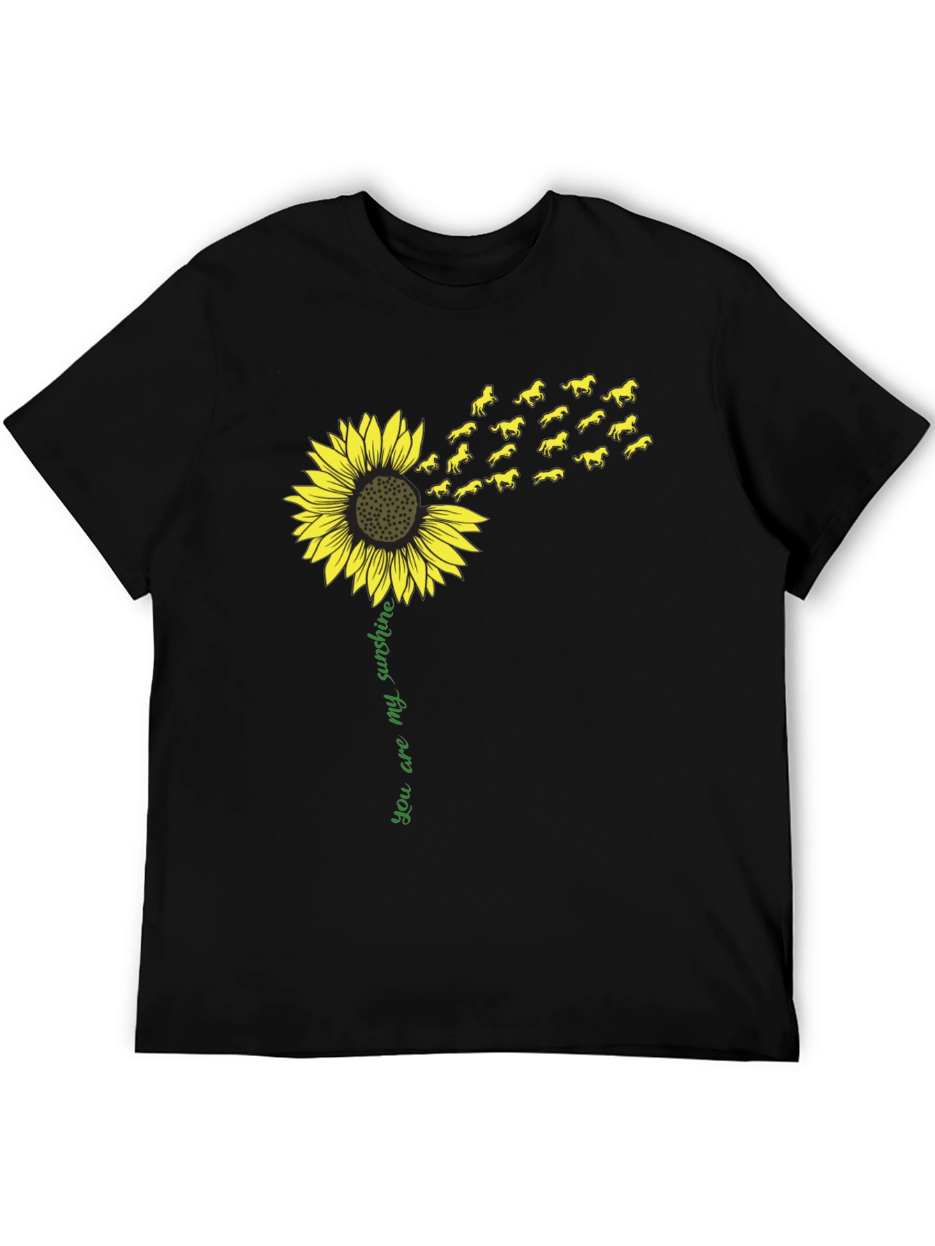 Black Sunflower Horse T-Shirt - You Are My Sunshine Tee view 5