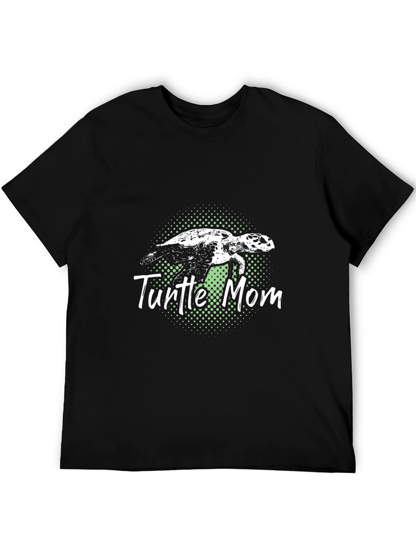Black Turtle Mom Graphic Tee - Black Cotton T-Shirt view 5