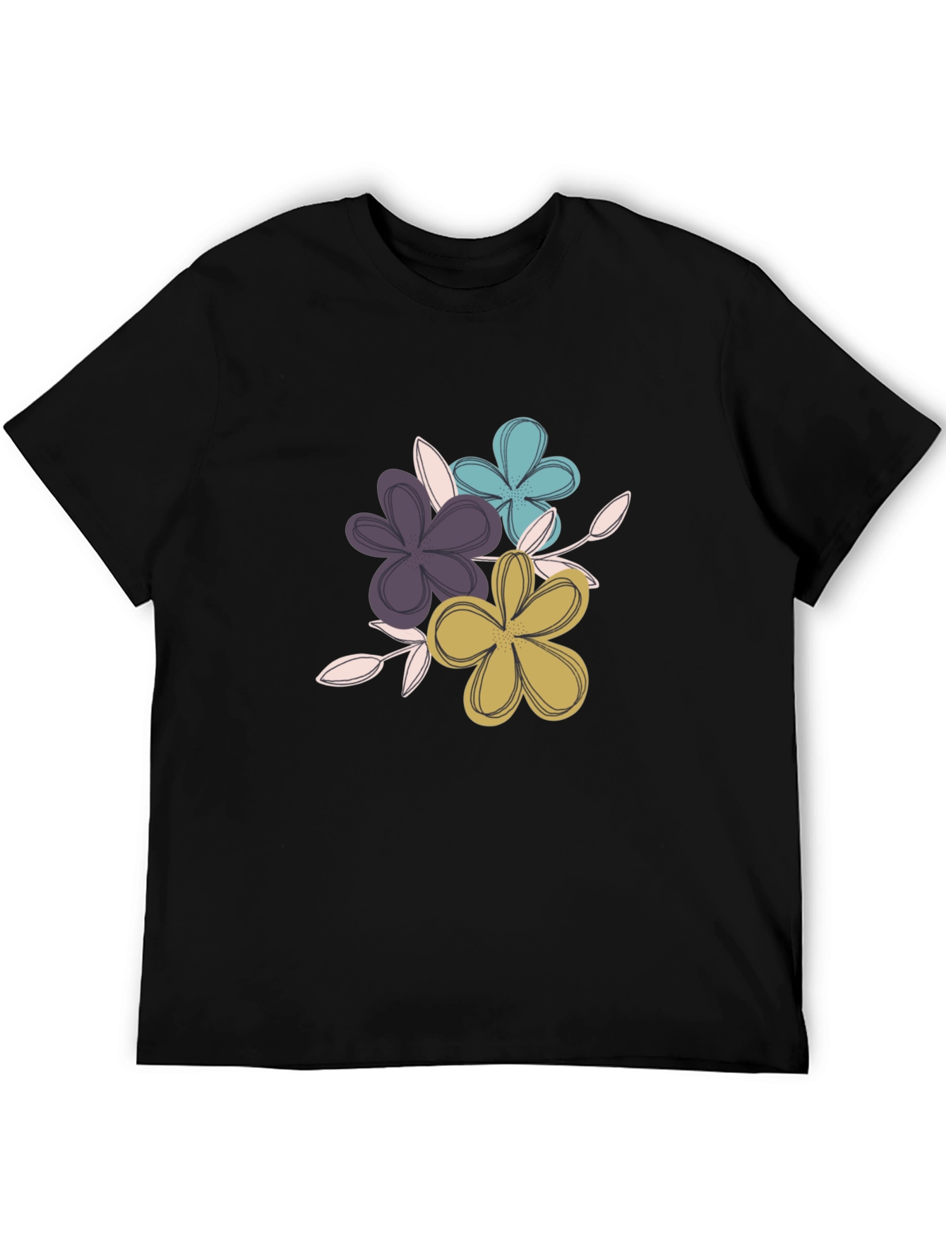Black Floral Graphic Tee - Soft Cotton Blend view 5