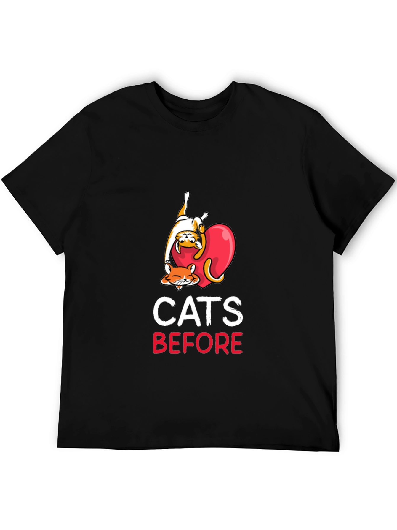 Black Cats Before Anything Men's Black Graphic T-Shirt view 5