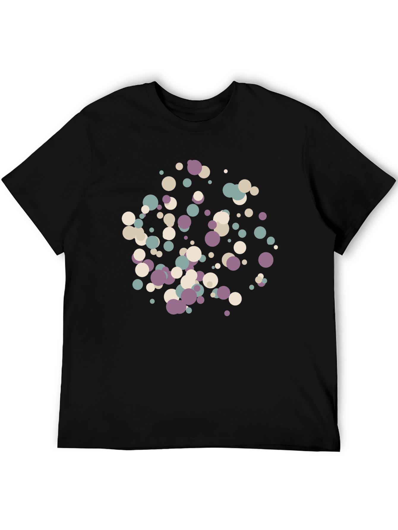 Black Modern Circle Pattern Black T-Shirt view 5