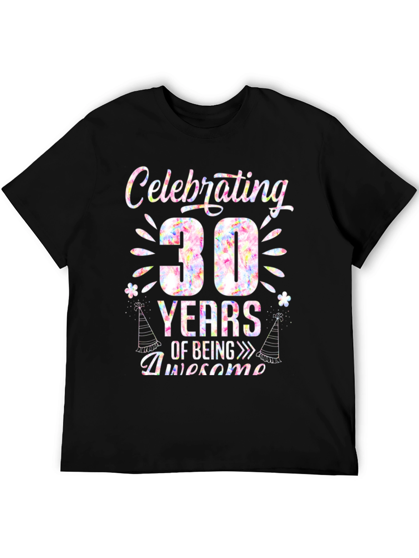 Black Celebrating 30 Years Awesome Birthday T-Shirt view 5