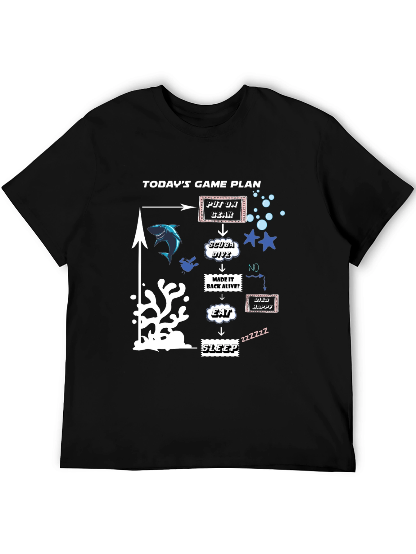 Black Diver's Game Plan T-Shirt - Scuba Diving Adventure Tee view 5