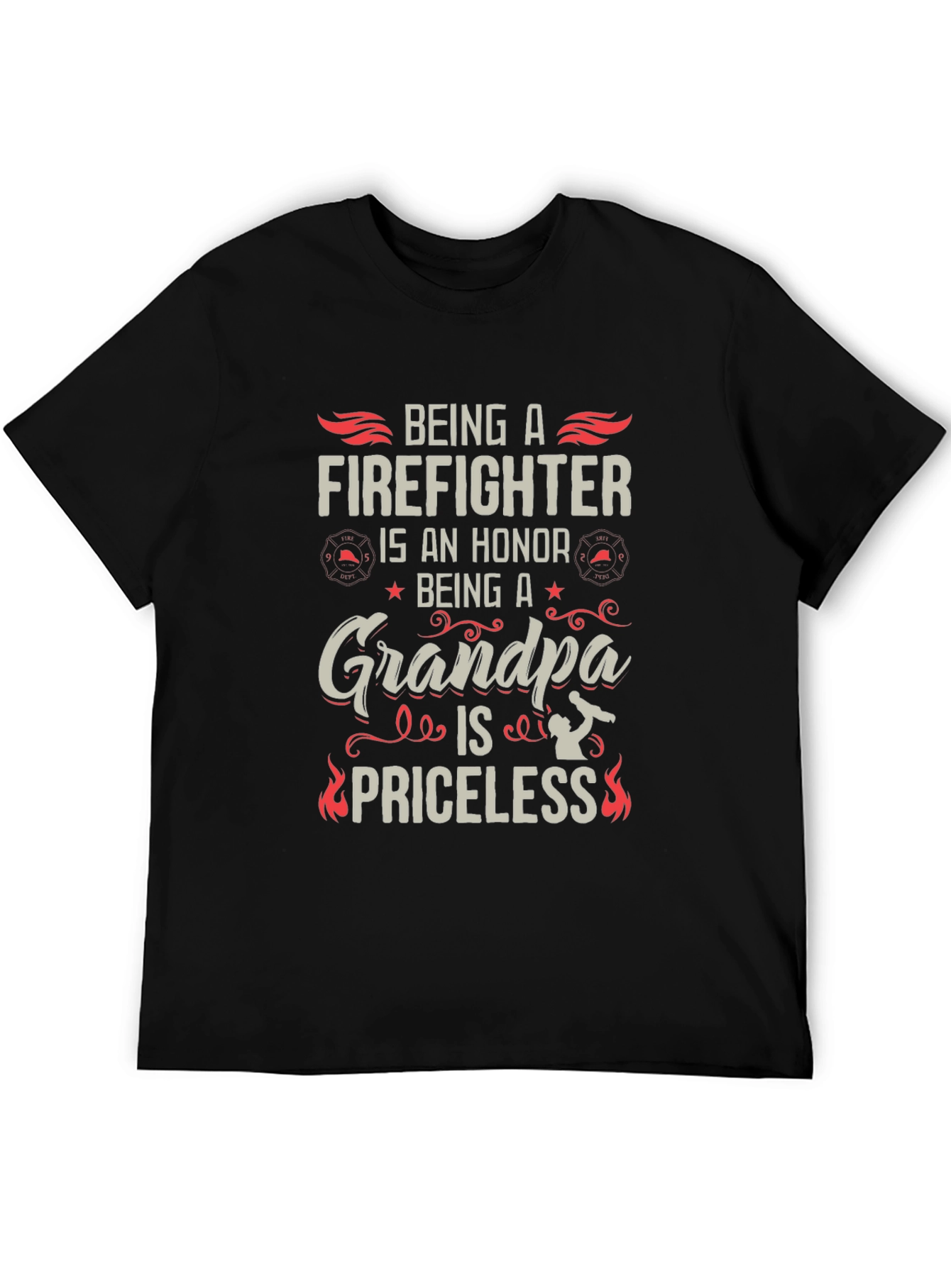 Black Firefighter Grandpa T-Shirt - Honor Priceless view 5