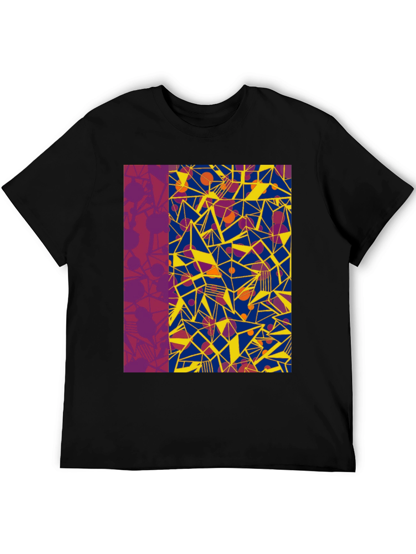 Black Abstract Geometric Print Black T-Shirt view 5