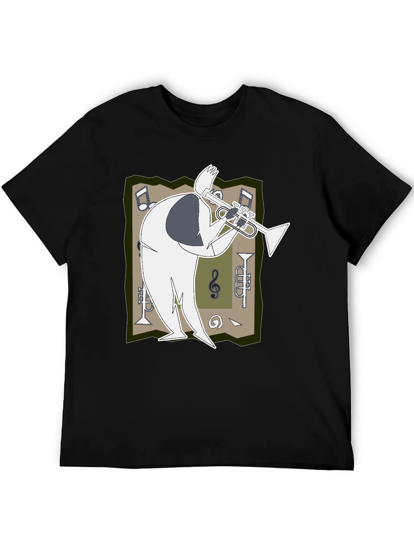 Black Jazz Trumpet Graphic T-Shirt - Black view 5