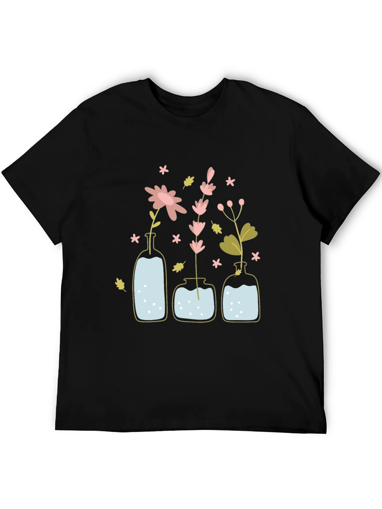 Black Floral Vases Graphic T-Shirt view 5