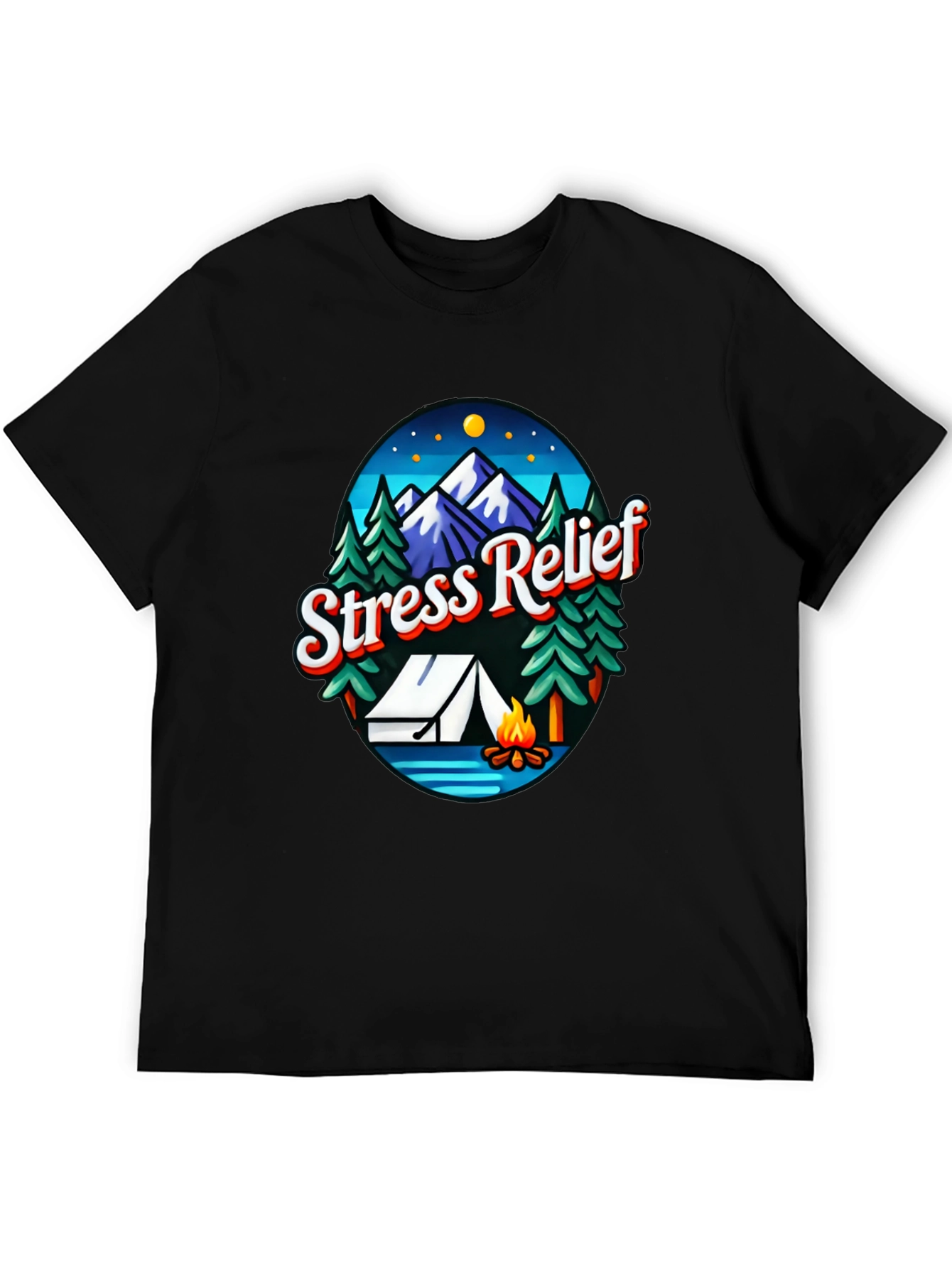 Black Stress Relief Camping Graphic T-Shirt view 5