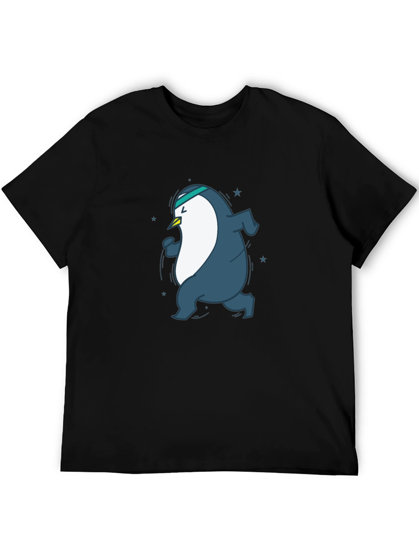 Black Running Penguin Graphic Tee - Black view 5