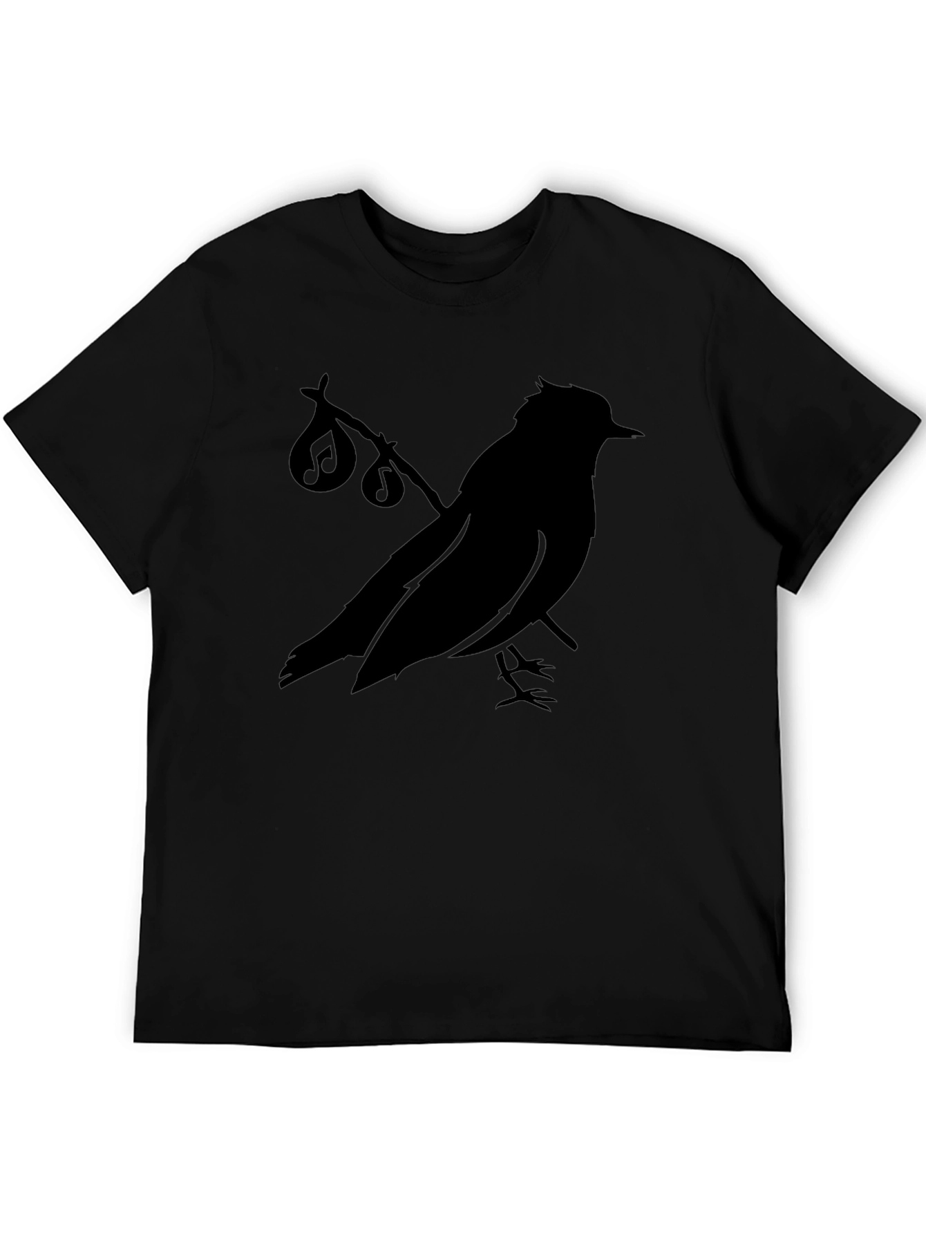 Black Musical Bird Silhouette Black T-Shirt view 5