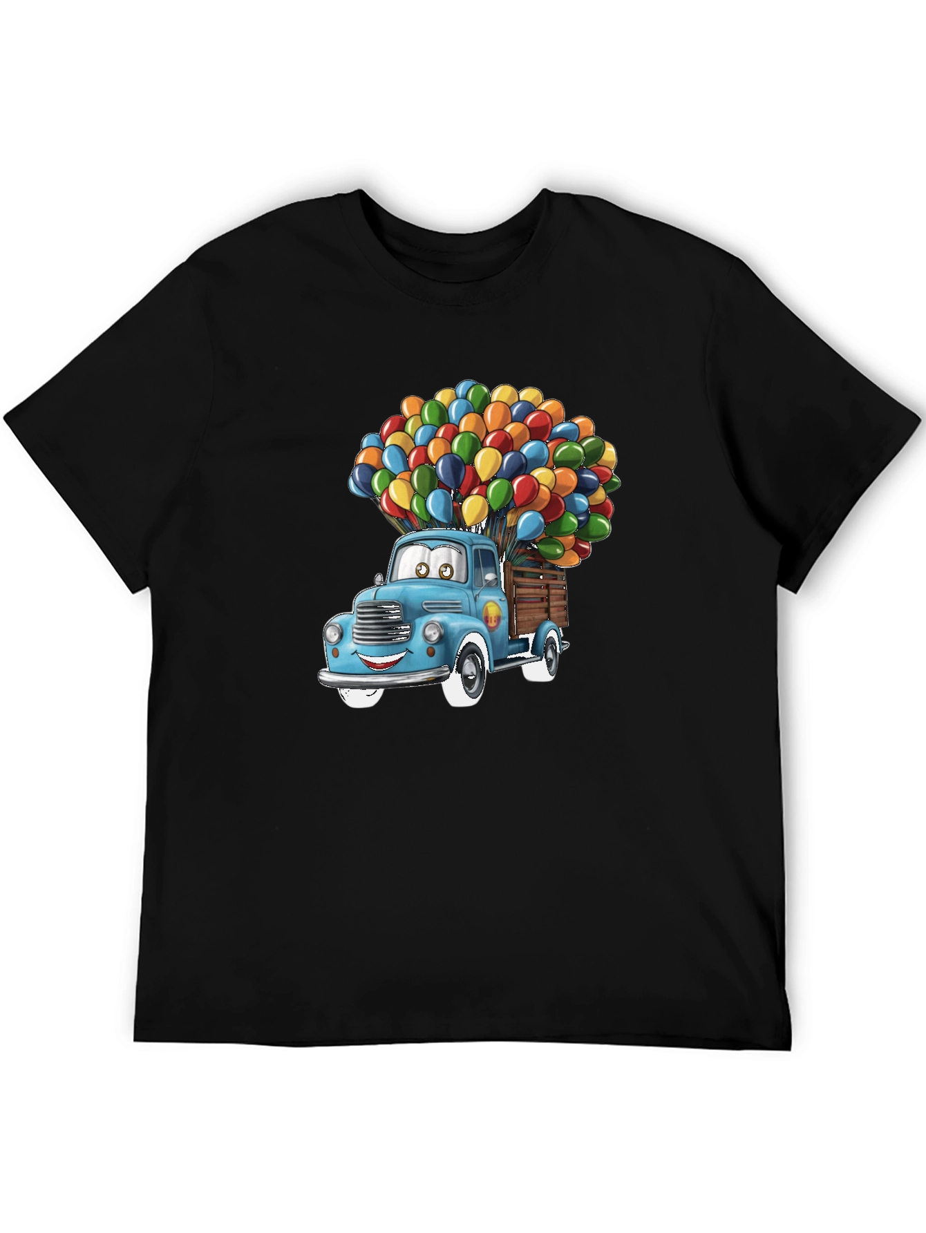 Black Cartoon Truck Balloon Graphic Tee view 5