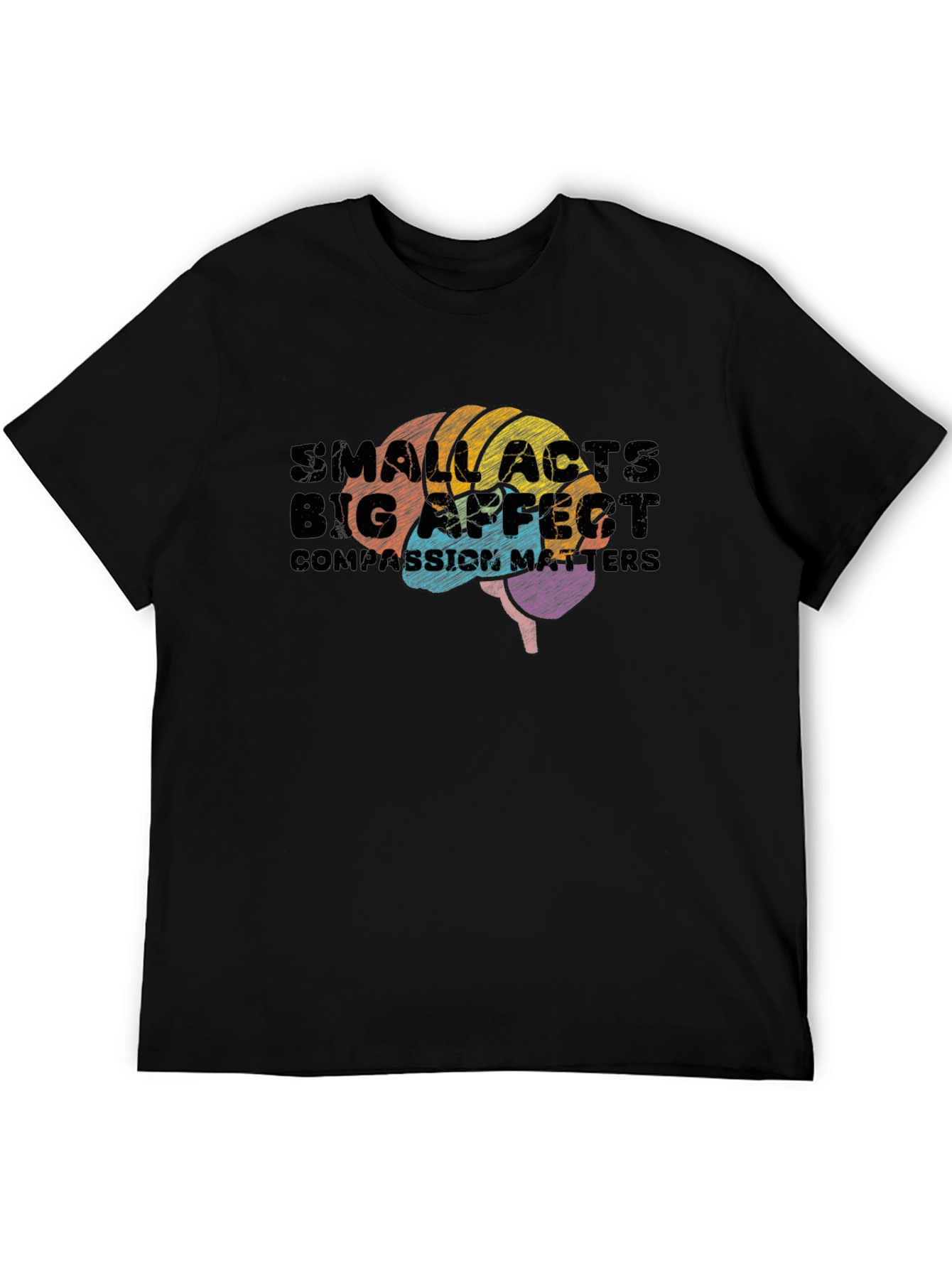 Black Small Acts, Big Affect Brain Graphic T-Shirt view 5