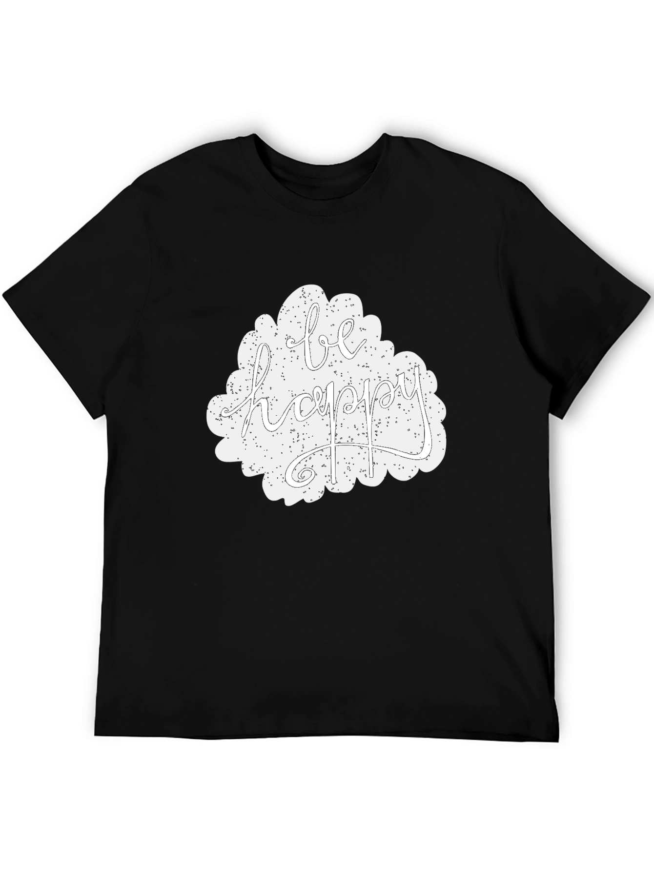 Black Be Happy Graphic Tee - Black Casual T-Shirt view 5