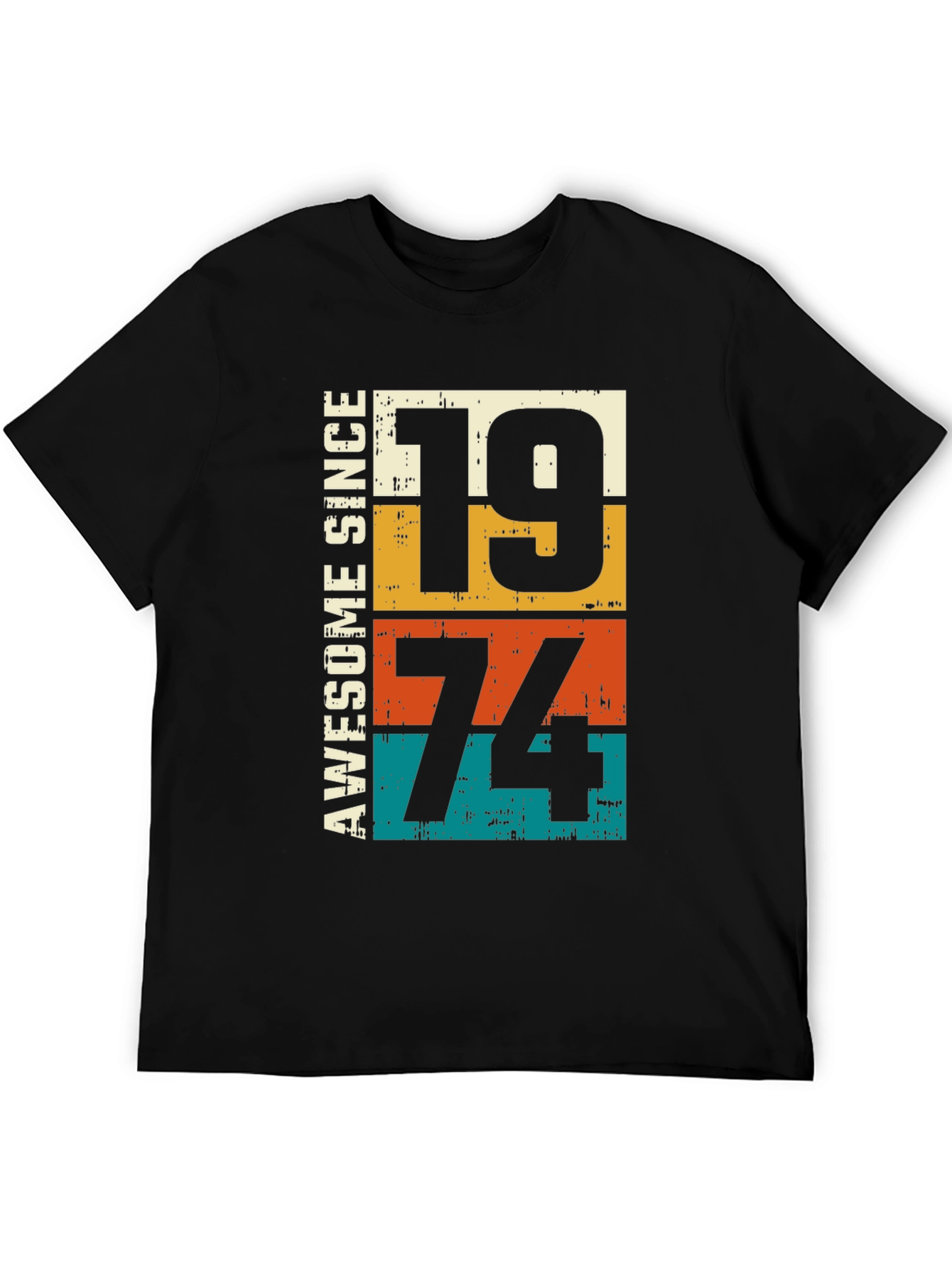 Black Awesome Since 1974 Birthday Graphic T-Shirt view 5
