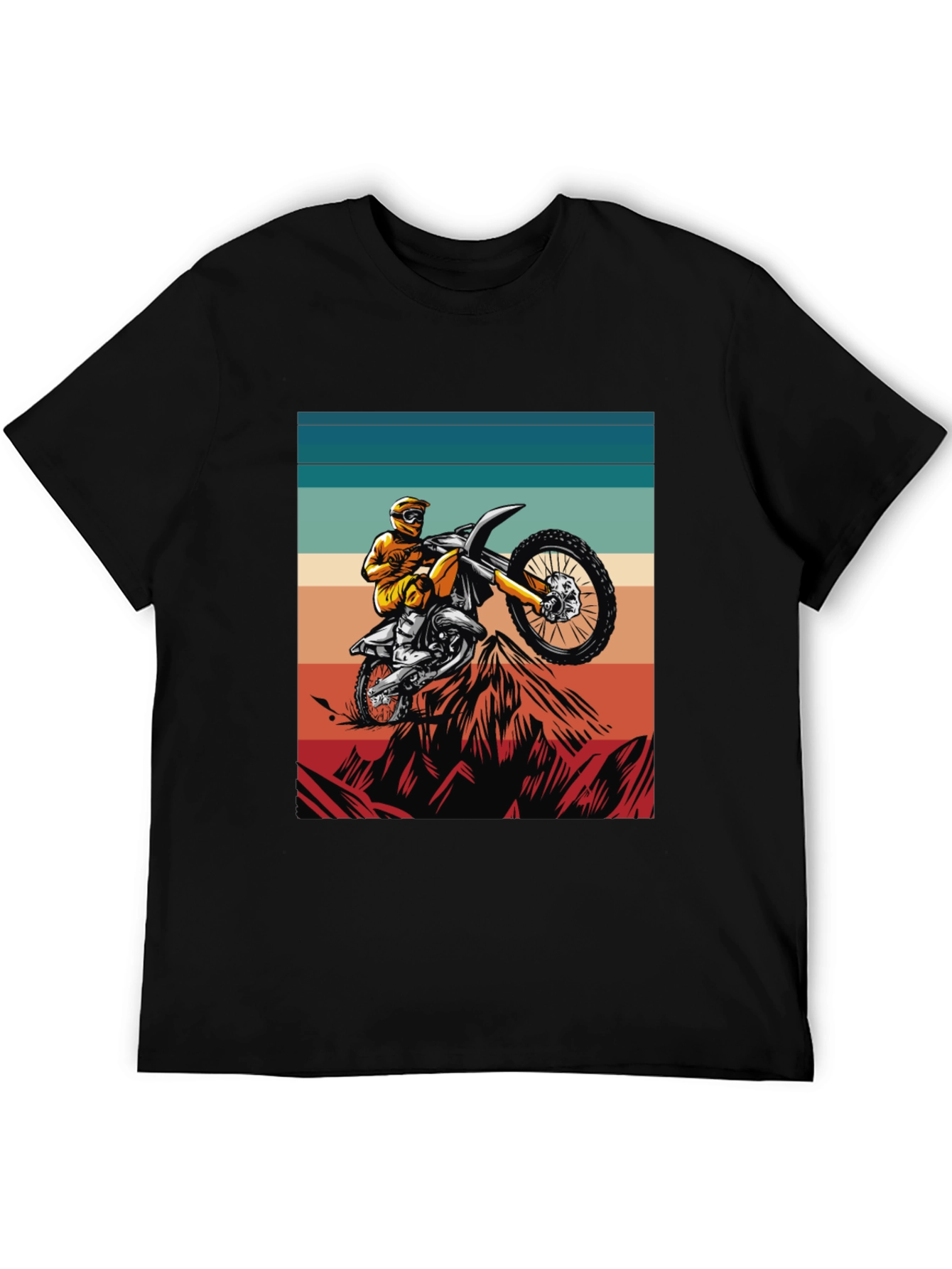 Black Dirt Bike Rider T-Shirt, Motocross Graphic Tee view 5