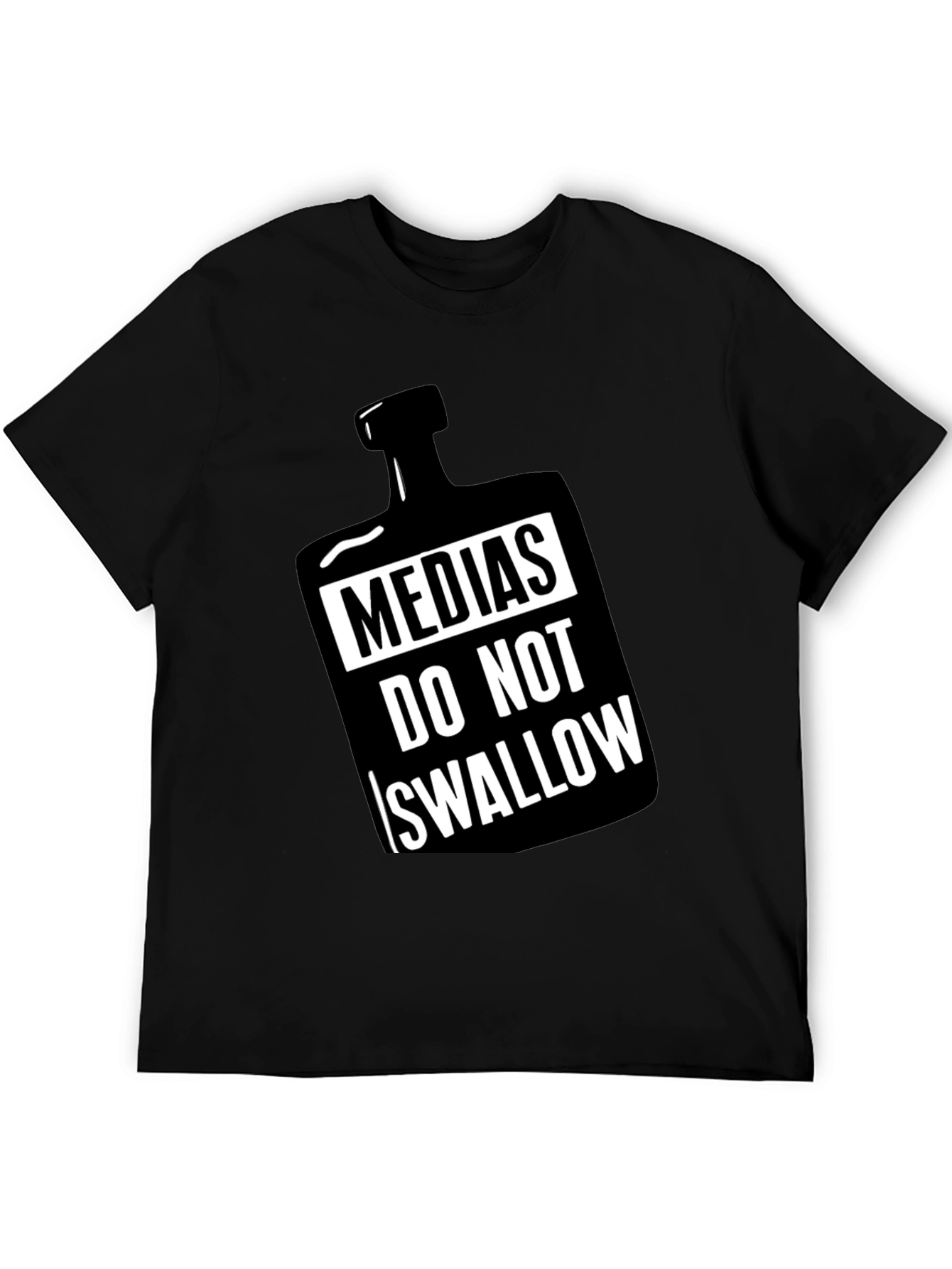 Black Medias Do Not Swallow Graphic Black T-Shirt view 5
