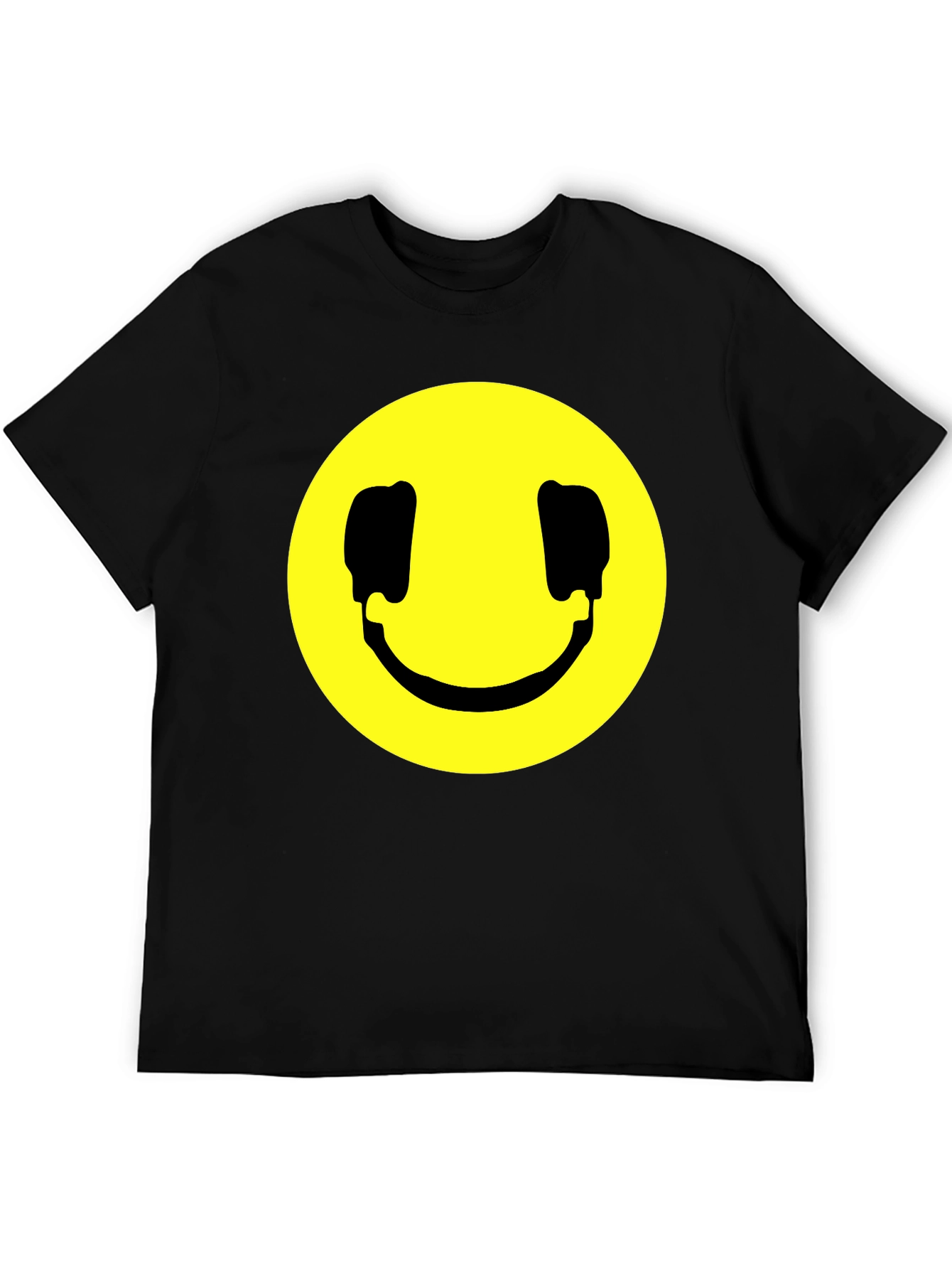 Black Smiley Face Graphic Black T-Shirt view 5