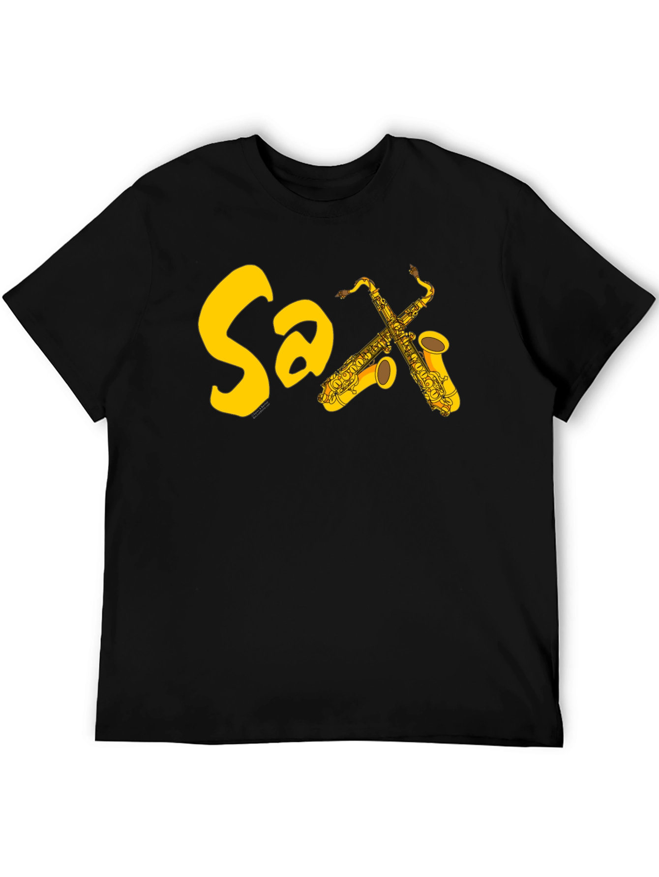 Black Saxophone Music T-Shirt - Black Graphic Tee view 5