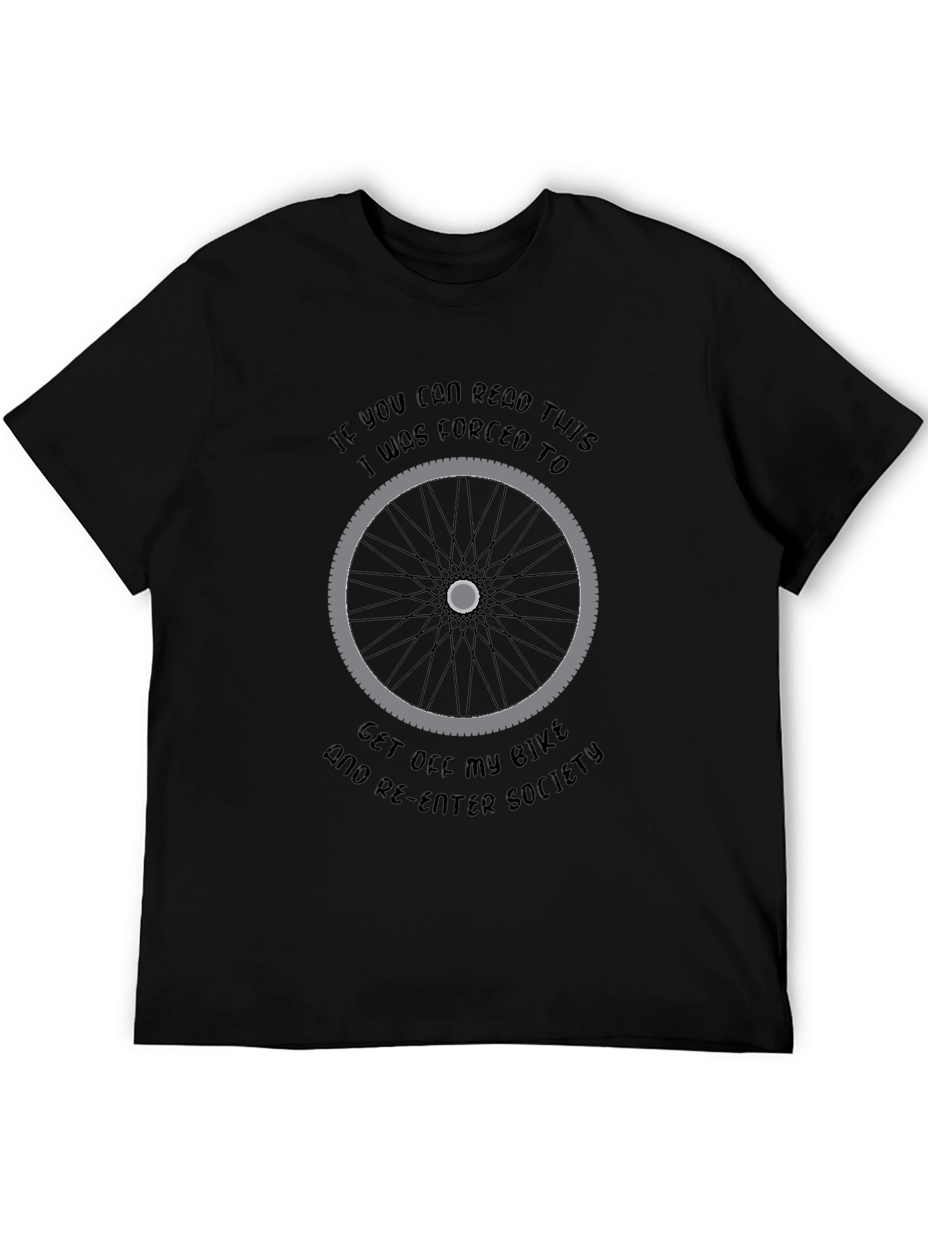 Black Funny Biker T-Shirt: Forced to Re-Enter Society view 5