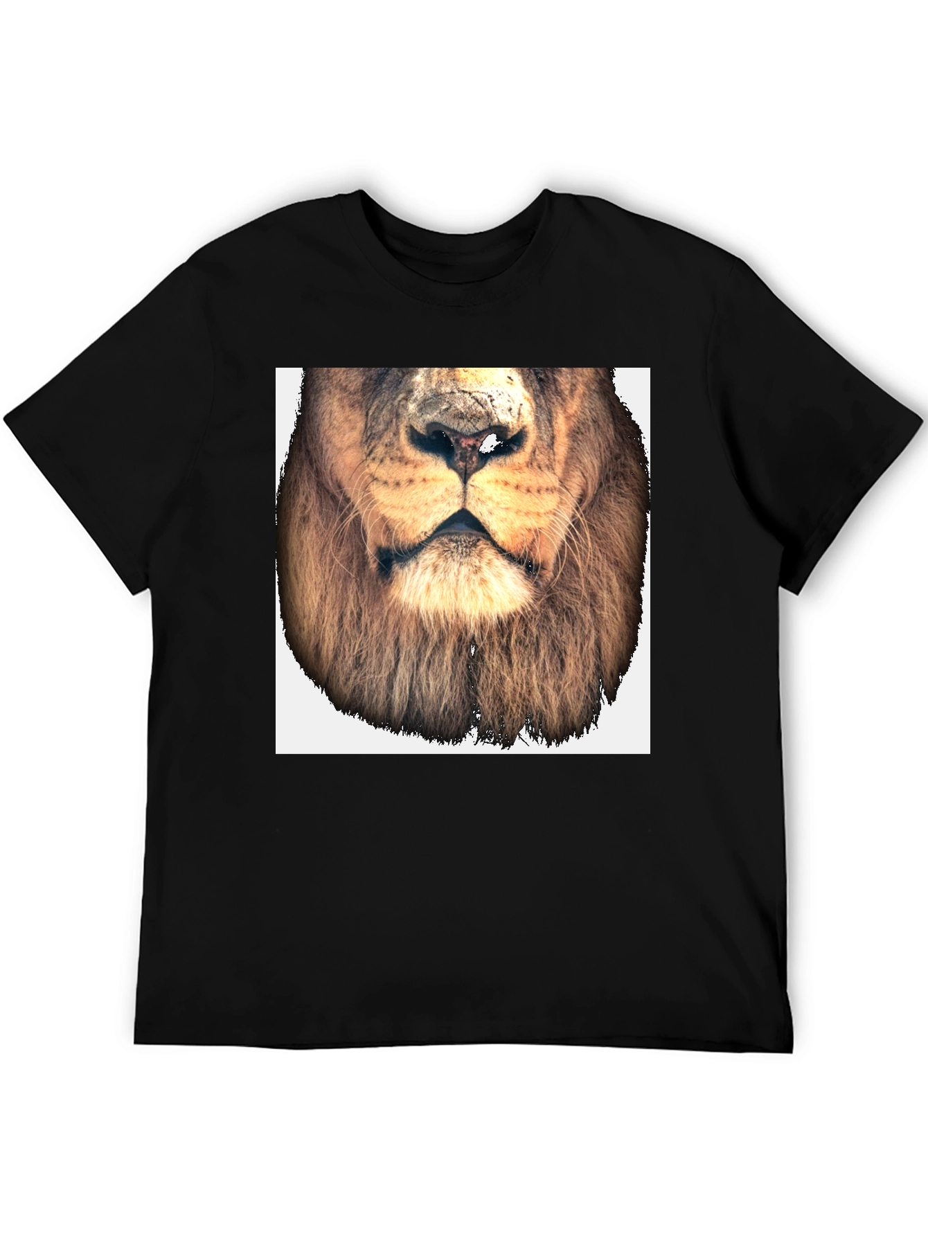 Black Lion Face Graphic Tee - Black Cotton T-Shirt view 5