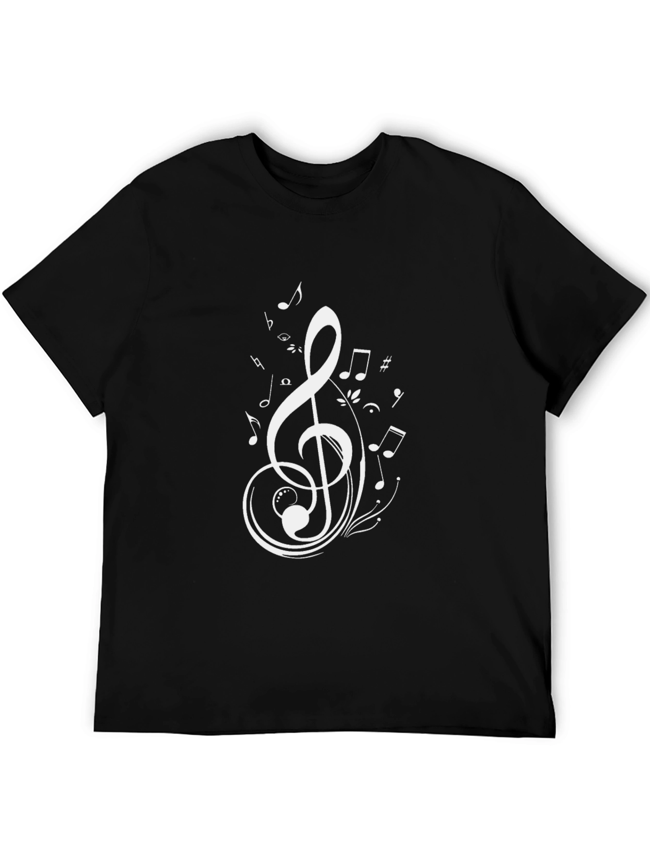 Black Musical Notes Graphic Tee - Classic Black Cotton view 5
